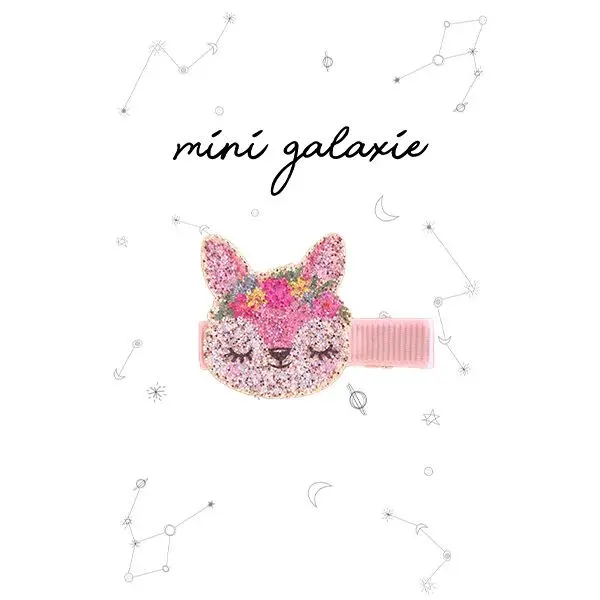 Rosa Haarspange mit Glitzerfuchs für Kinder 🦊