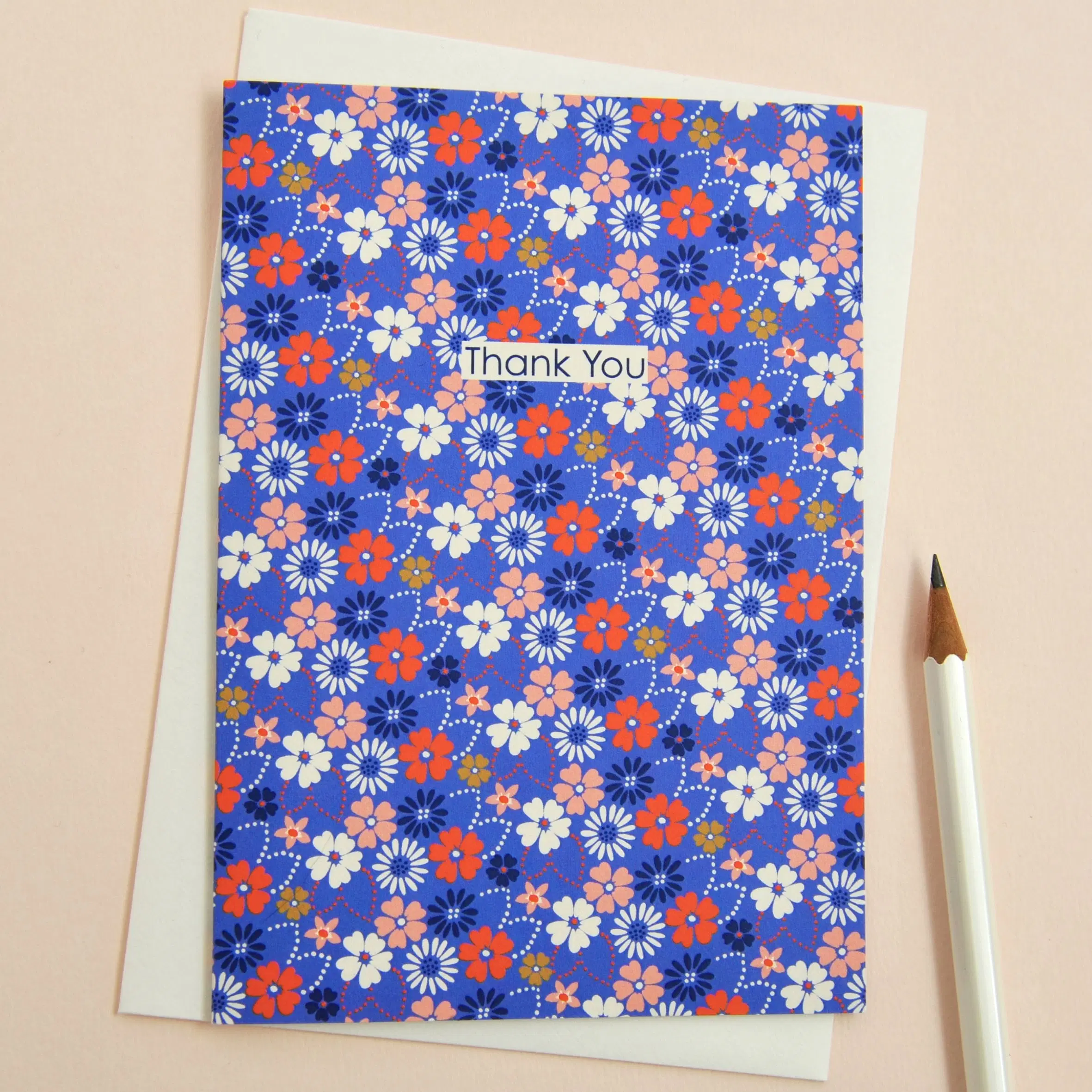 Hübsche Blumen in blau Dankeskarte