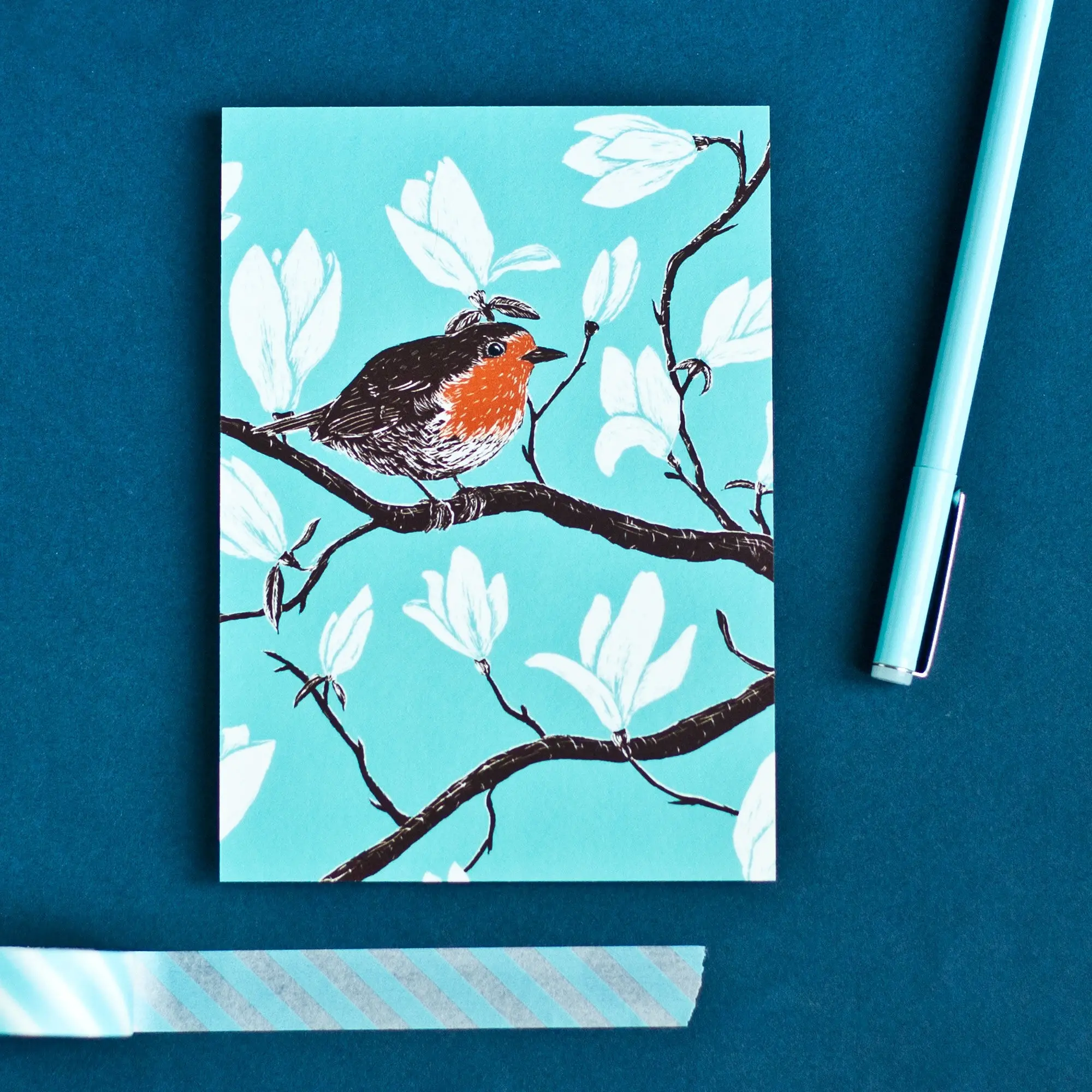 Carte postale Robin et Magnolia, A6