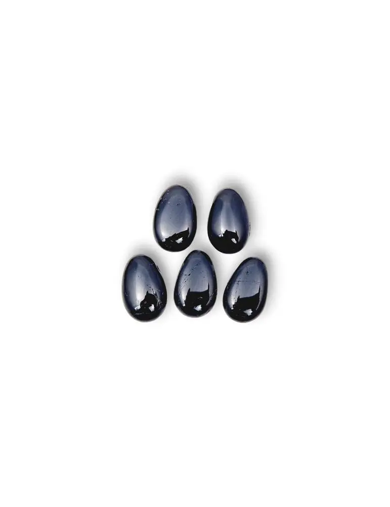 Black Tourmaline Cross-Drilled Pendants Set of 5