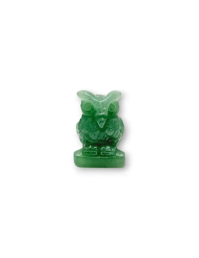 Owl carved in green Aventurine