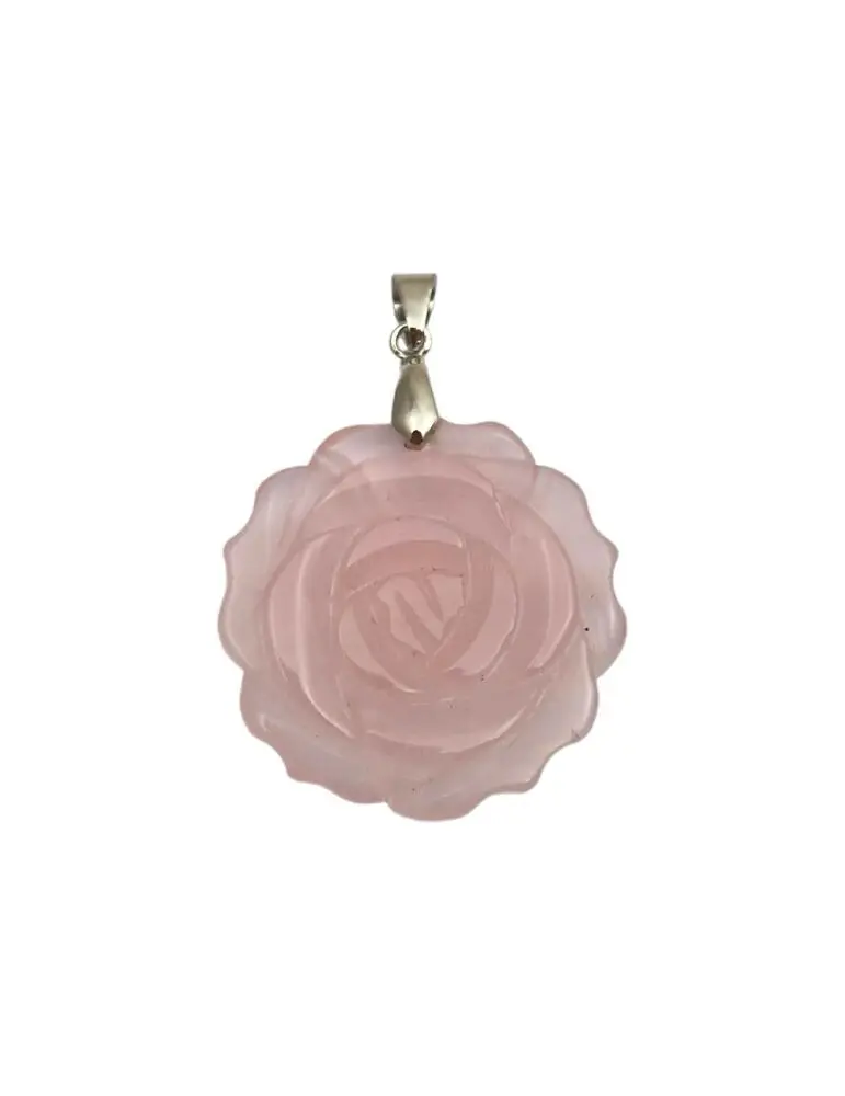 Pink Flower Pendant in Rose Quartz