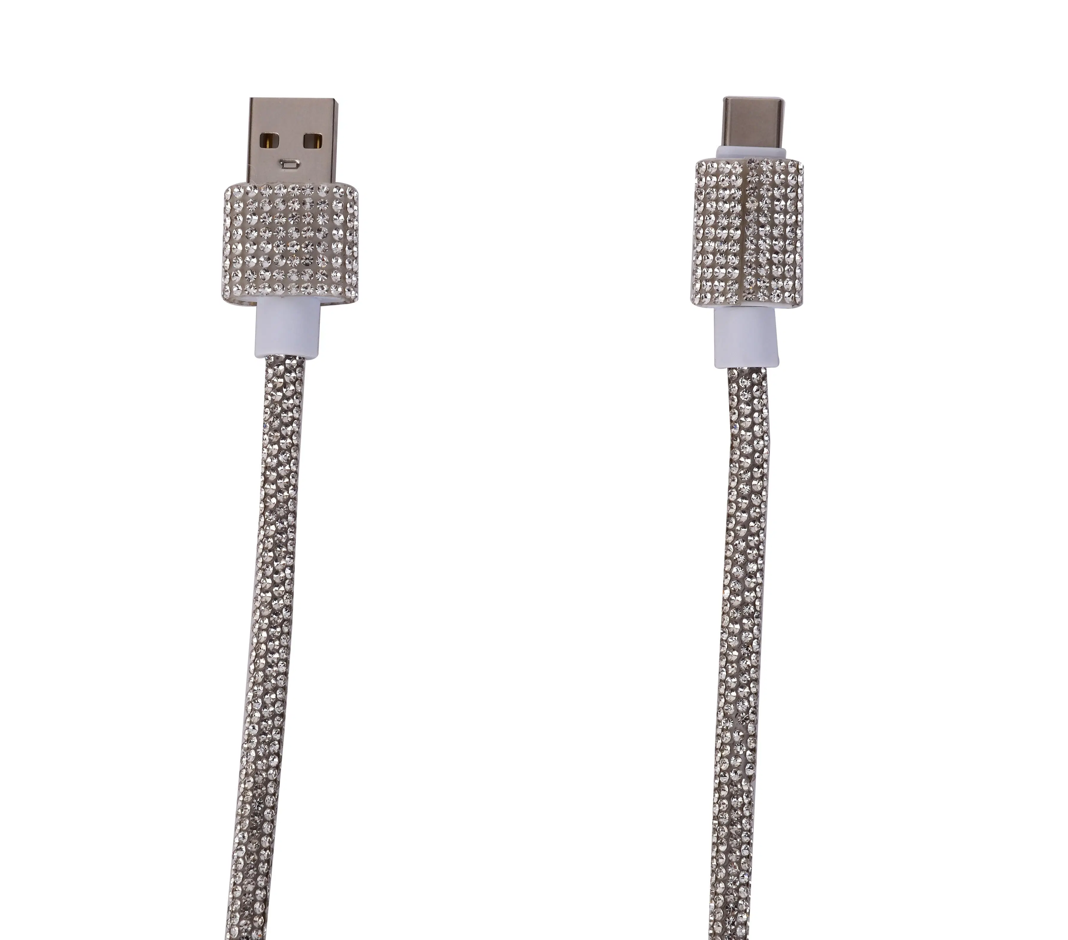 1M USB to Type-C Cable in Silver Rhinestone - 10W
