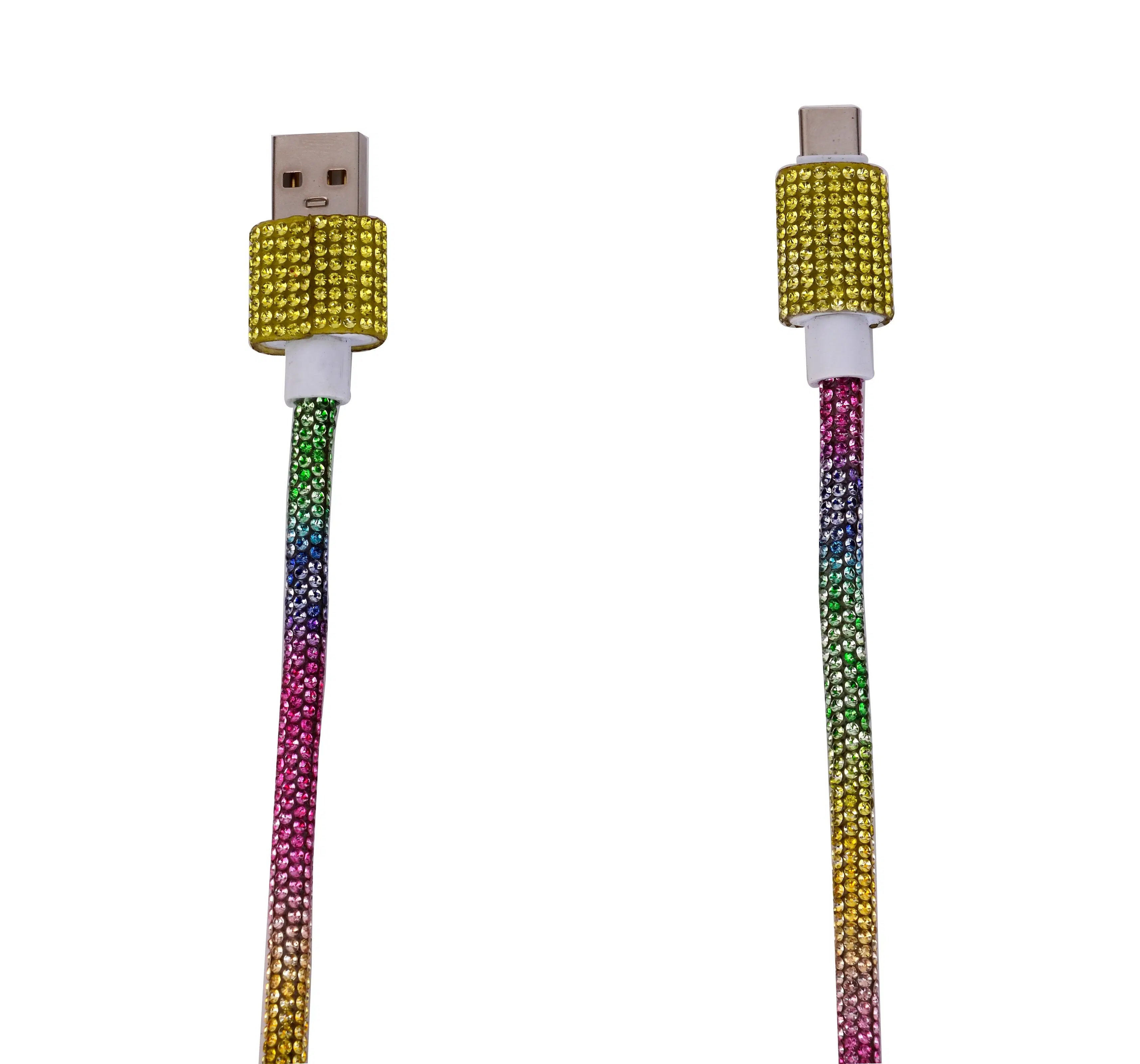 1M Rainbow Rhinestone USB to Type-C Cable - 10W