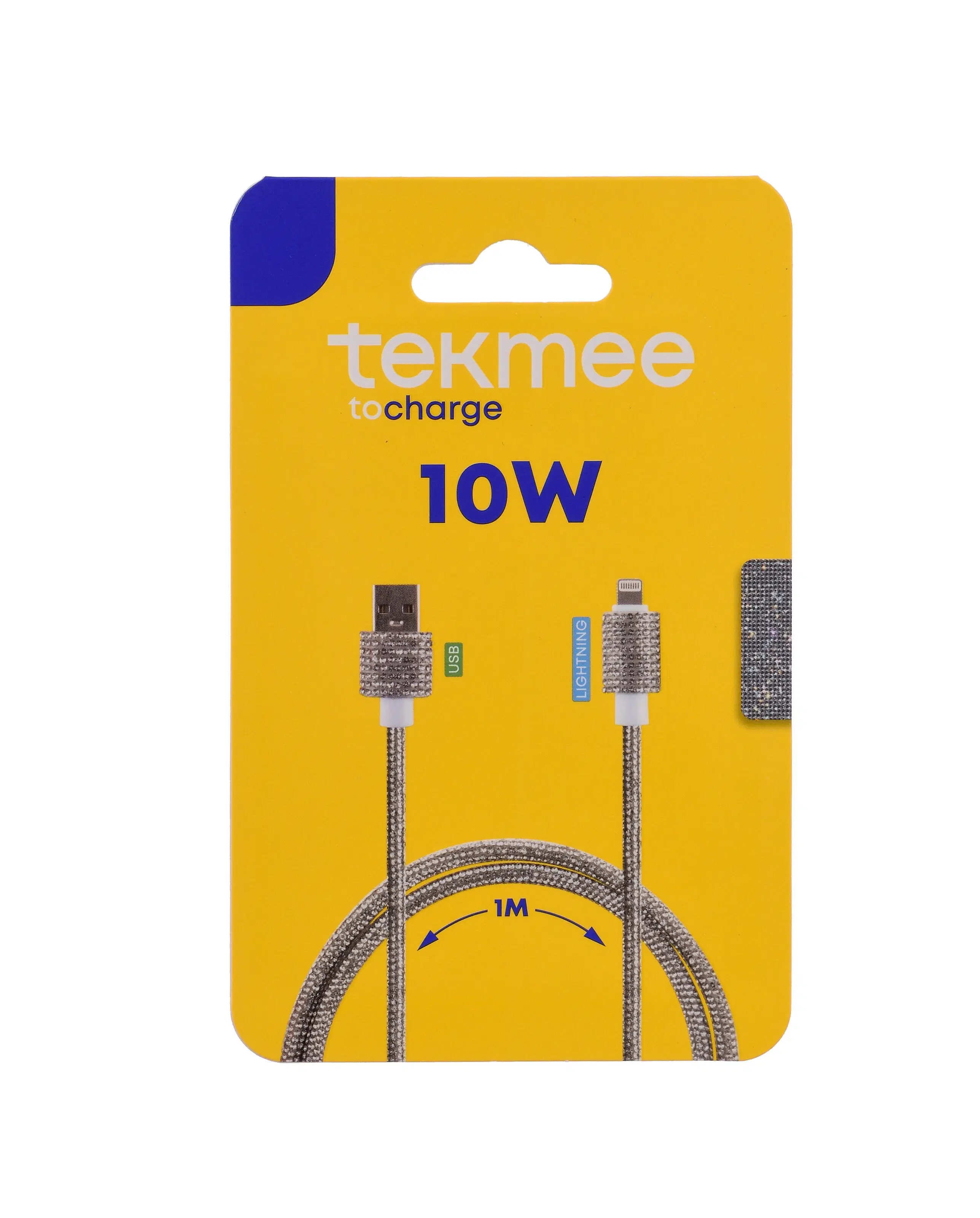 1M USB to Lightning Cable in Silver Rhinestone - 10W