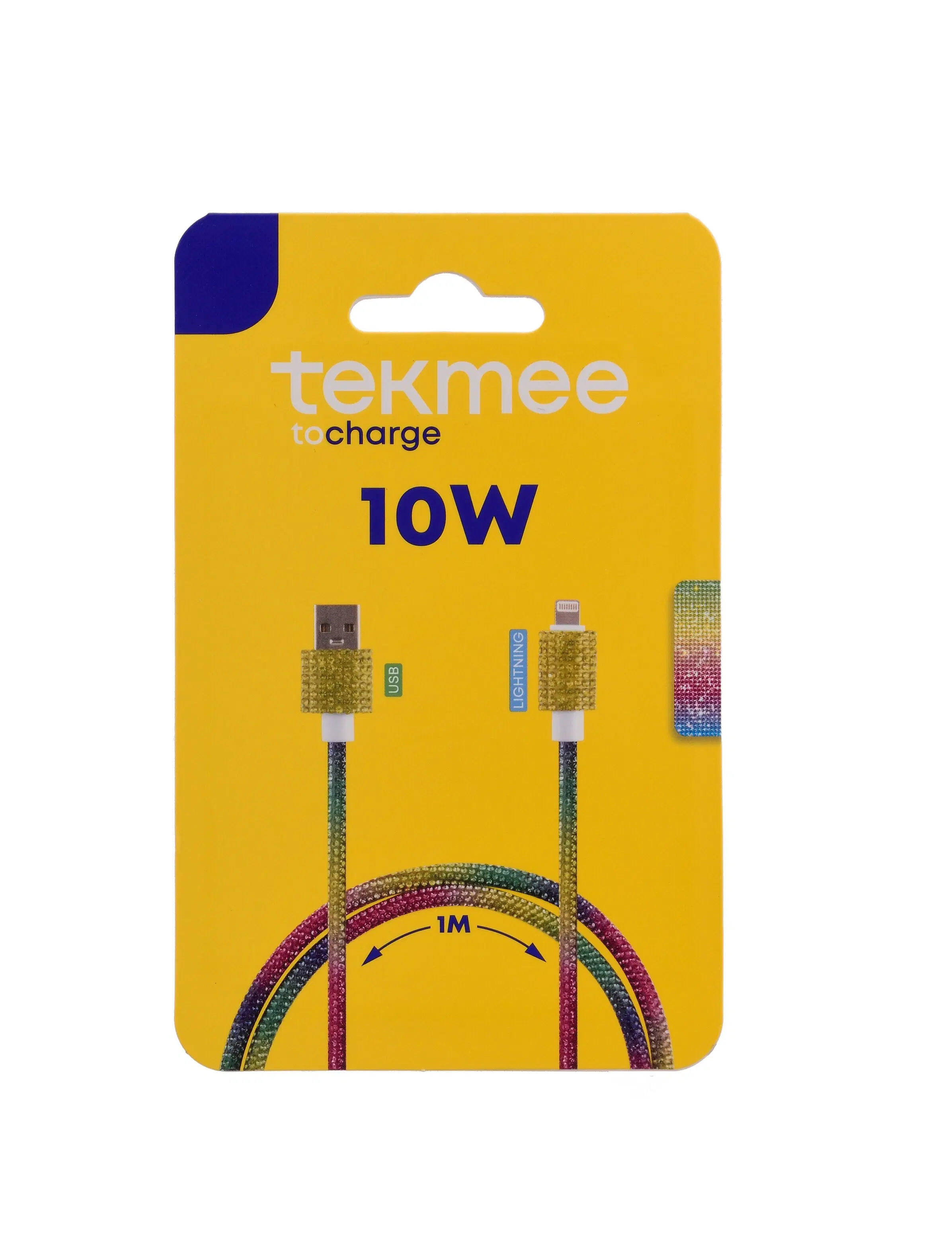 1M Rainbow Rhinestone USB to Lightning Cable - 10W