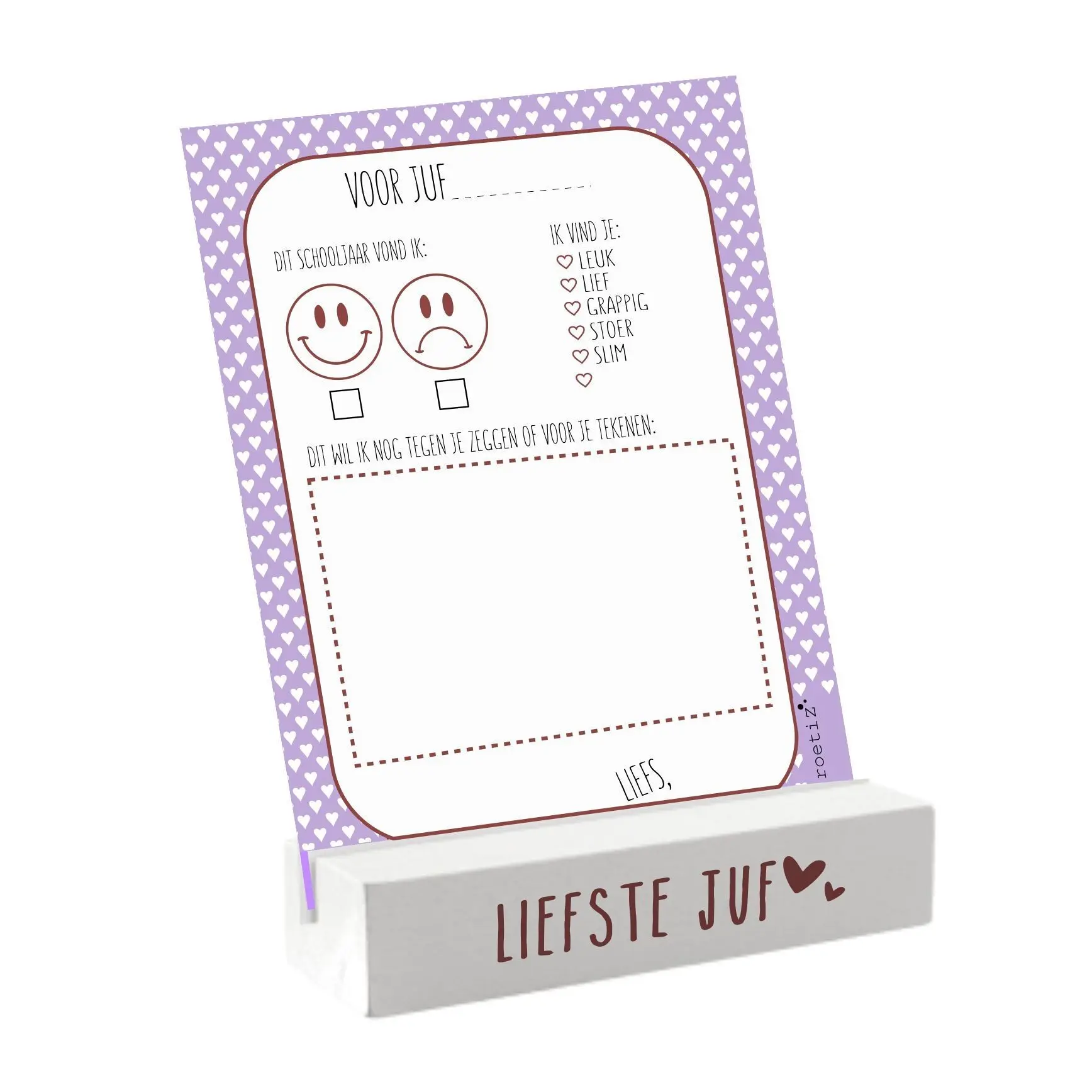 porte-cartes - cher professeur - blanc - bois