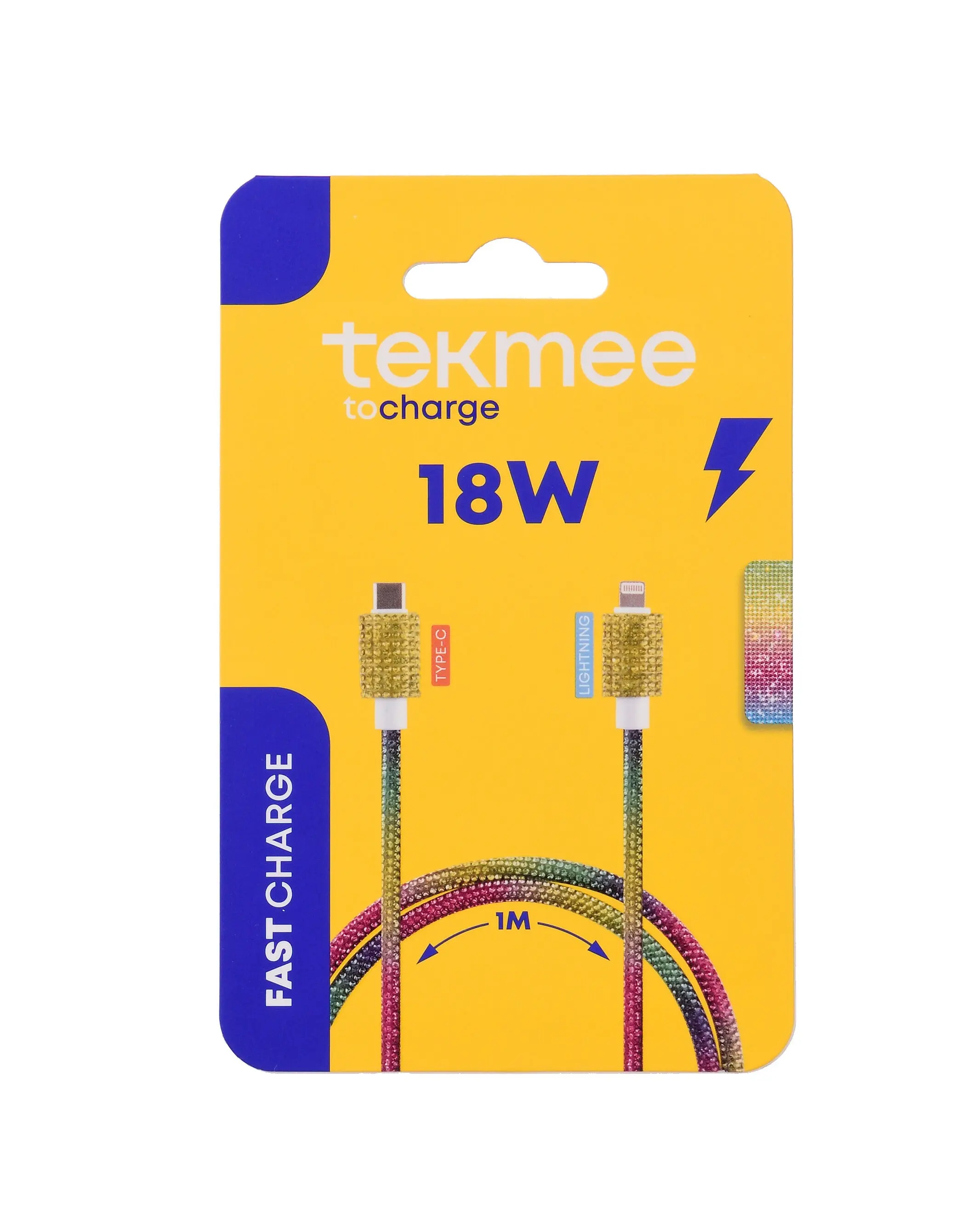 1M Type-C to Lightning Cable in Rainbow Rhinestones - 18W