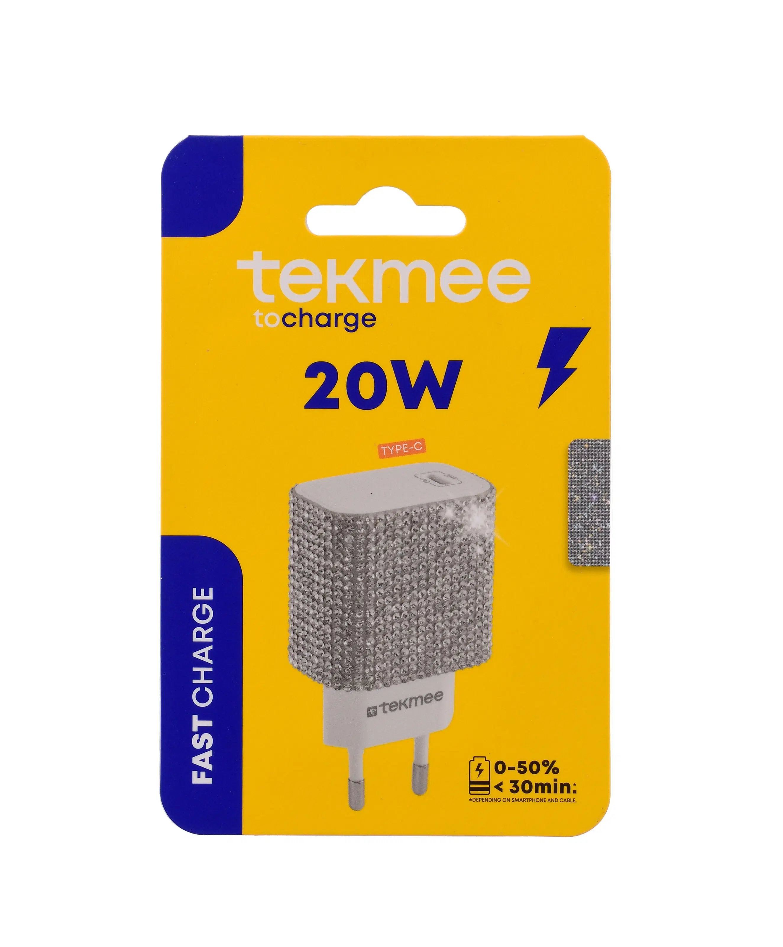 Silver Rhinestone Charger Tip - 20W, Fast Charging