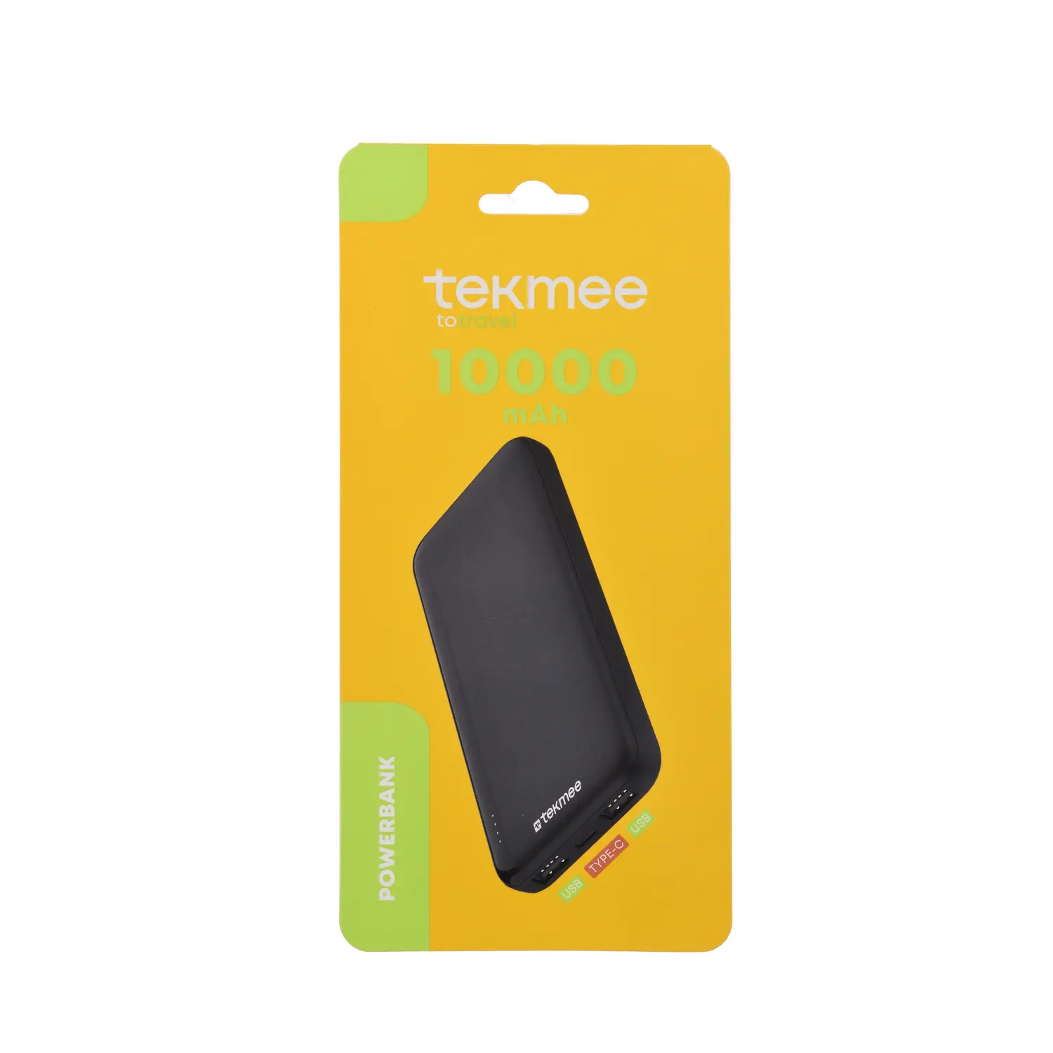 10,000mAh Power Bank – 2 USB Ports & 1 Type-C
