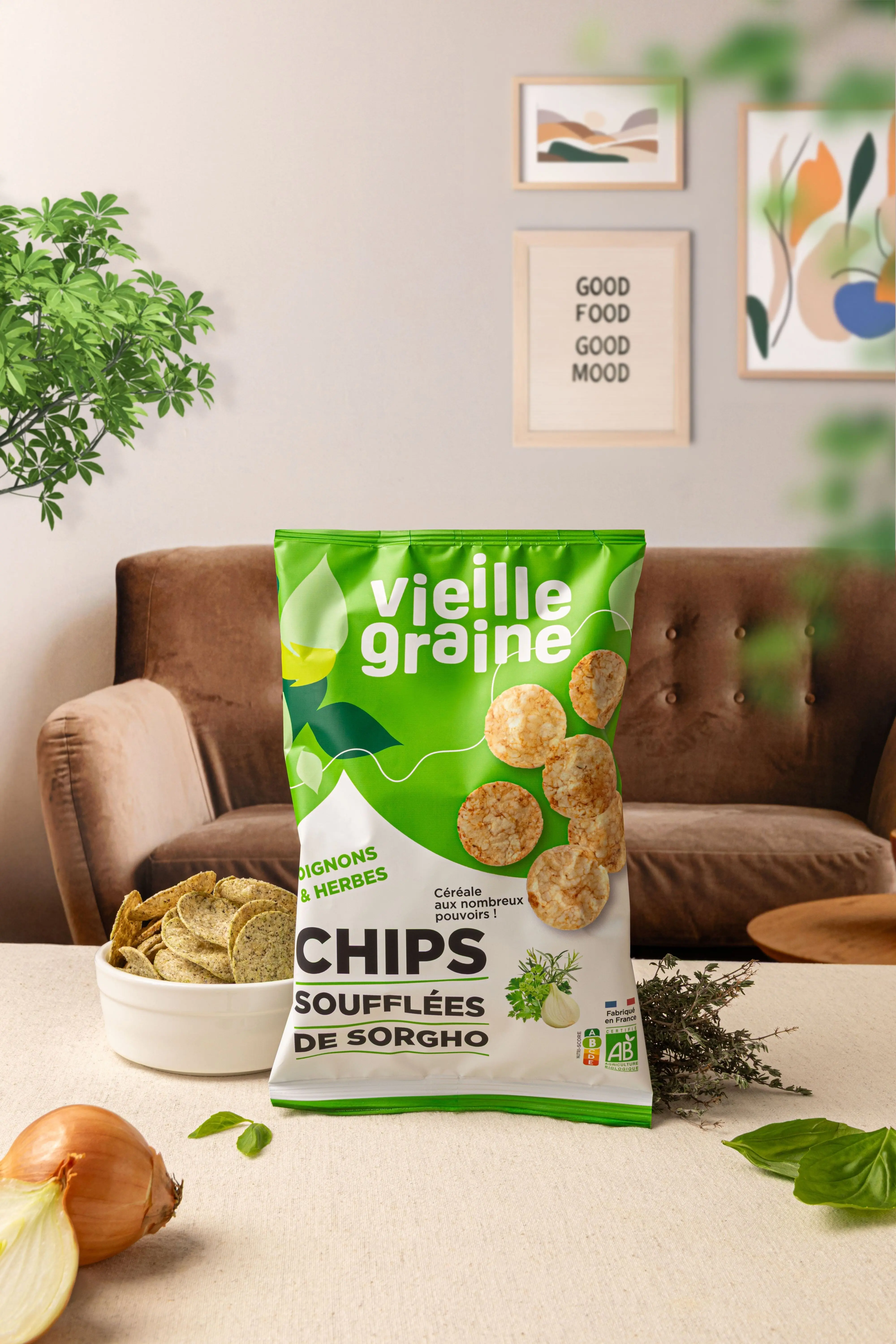 Chips soufflées de sorgho - Oignon & herbes