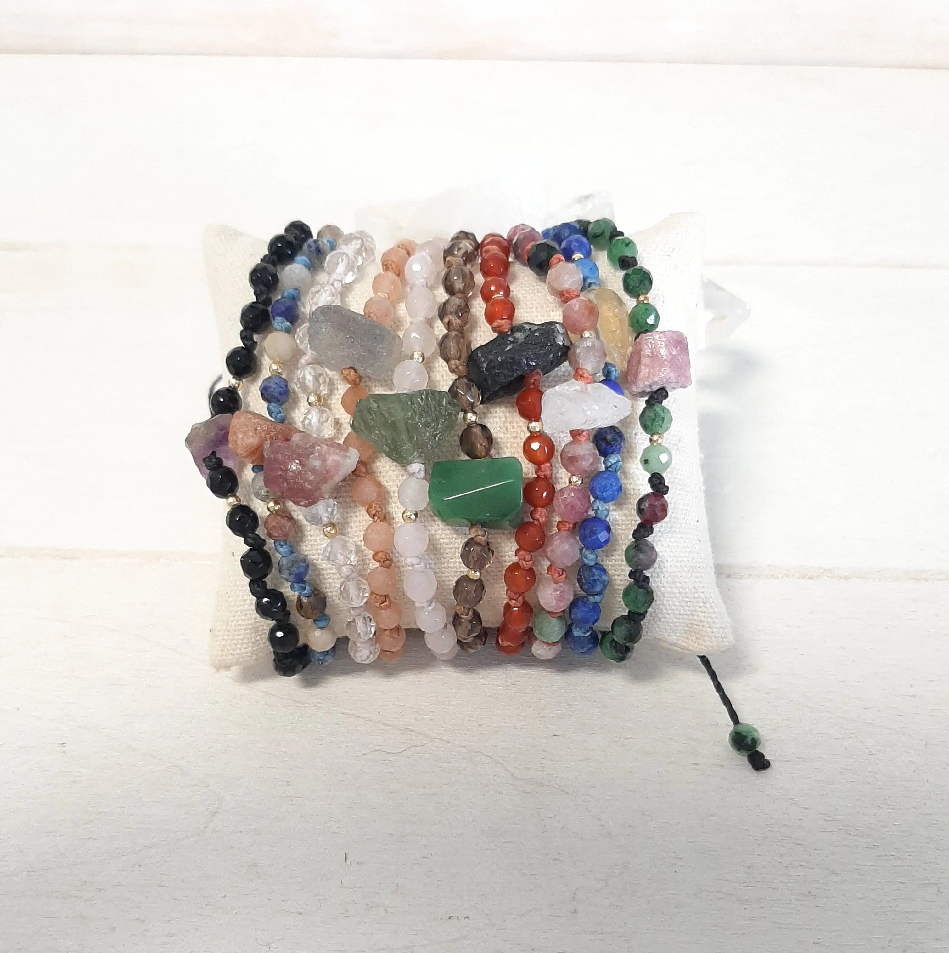 Natural Stone Bracelets, Adjustable Sliding Cord Bracelet