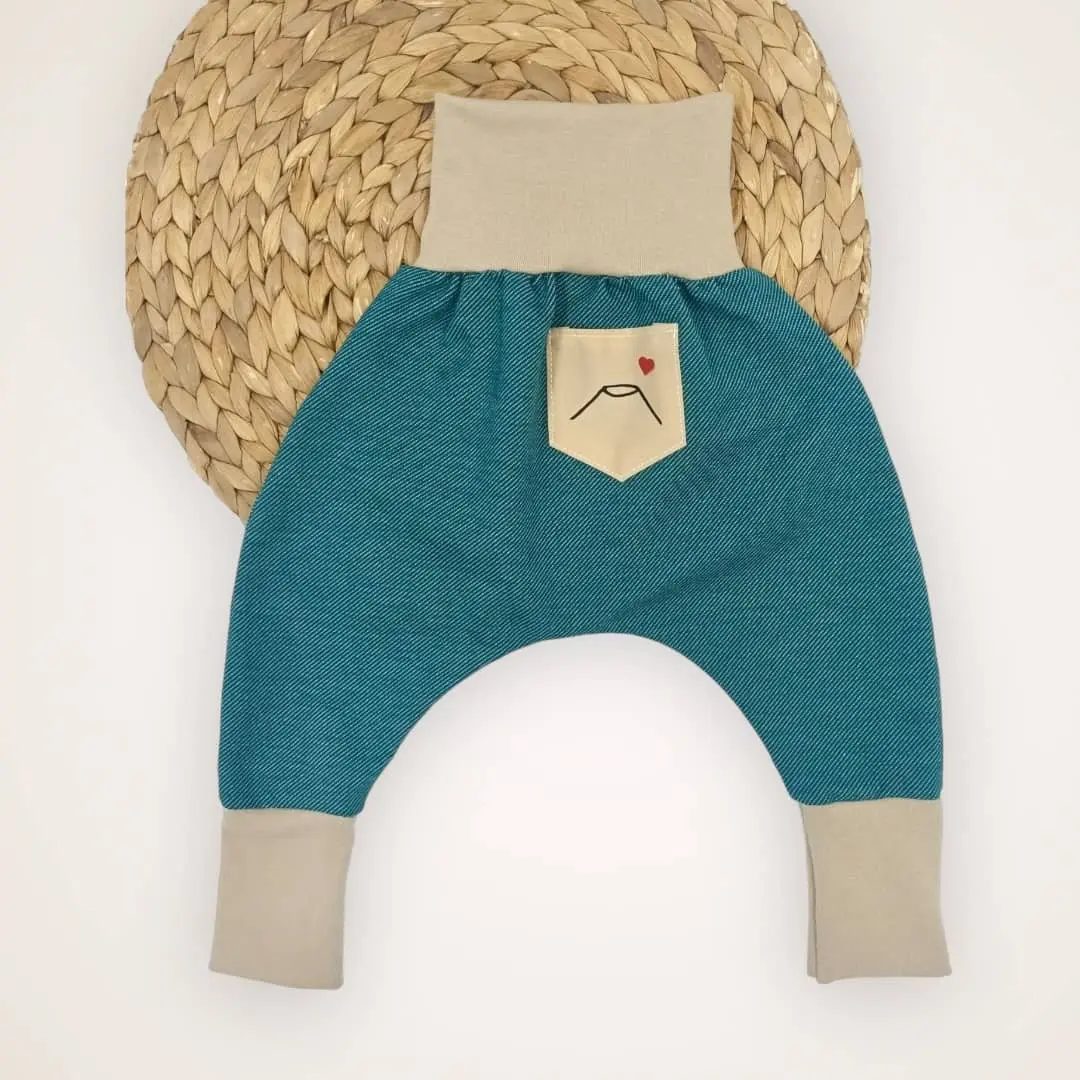 Verstellbare Baby-Haremshose - Auvergne Entenblau