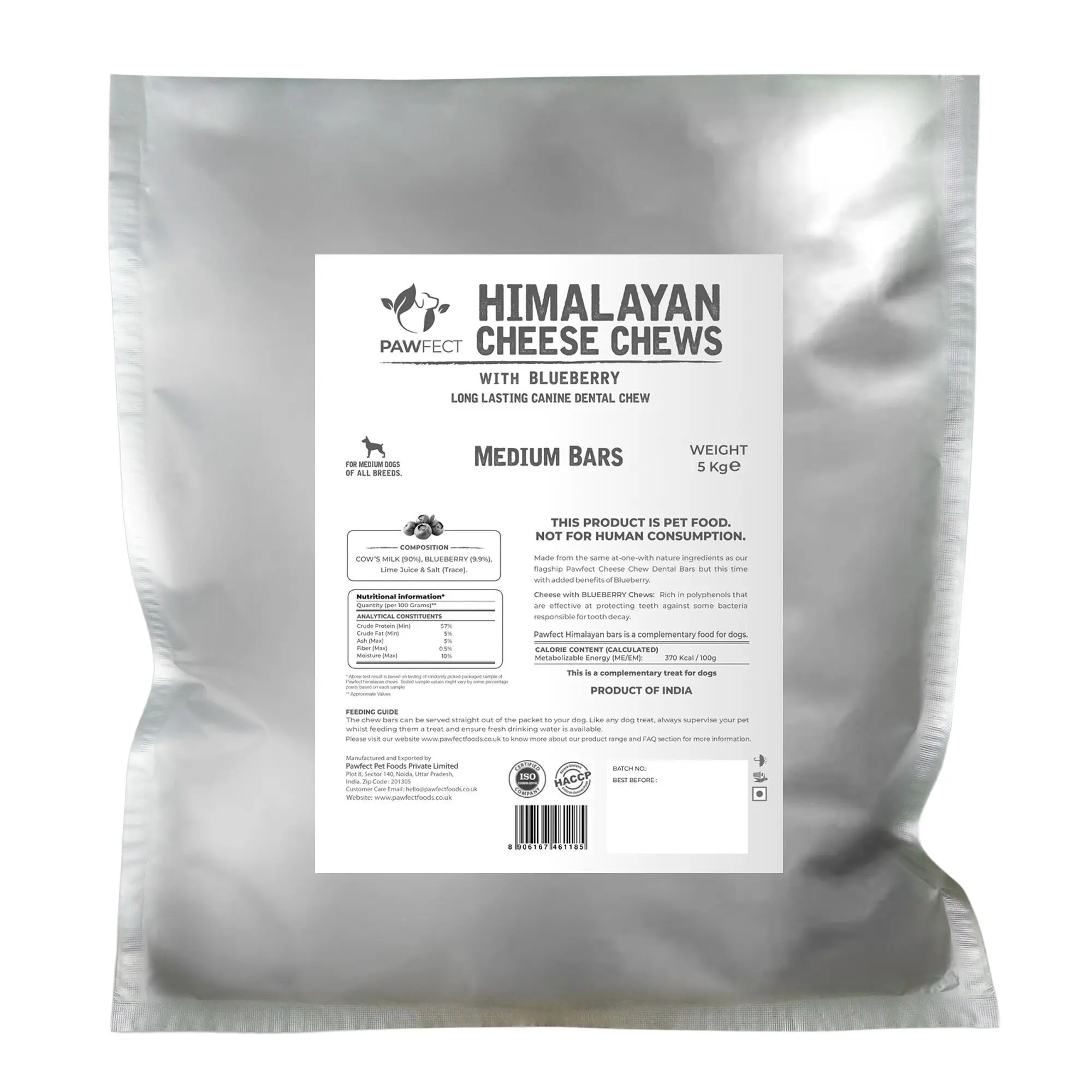 Pawfect Dentamust Himalaya-Käse-Kauartikel mit Blaubeere und Papaya für Hunde | Lang anhaltende Zahnpflege-Kauartikel mit Superfoods | Ganz natürlich, proteinreich | Getreidefrei | Großpackung für mittelgroße Hunde (5 kg/176,5 kg).37 Unzen)