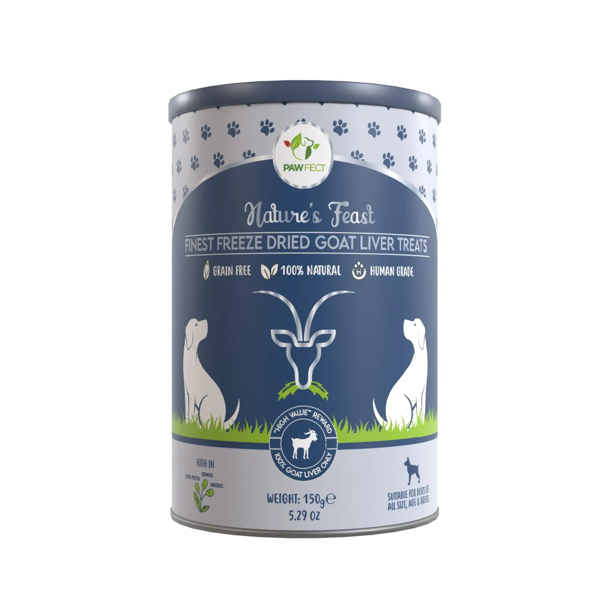 Pawfect Nature's Feast gefriergetrocknete Ziegenleber-Leckerlis für Hunde | 100 % natürlich | hypoallergen | leicht verdaulich | getreidefrei | multifunktional | proteinreich | fettarm | Trainings-Leckerlis (150 g/529 Unzen)