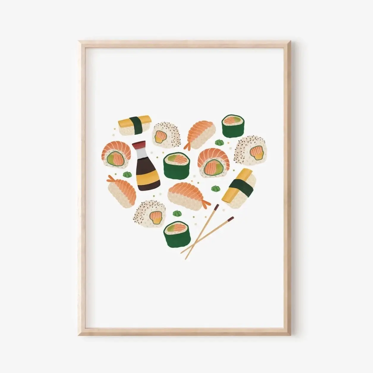 Affiche Sushi - Cadeau pour les amateurs de sushi - Cœur de sushi