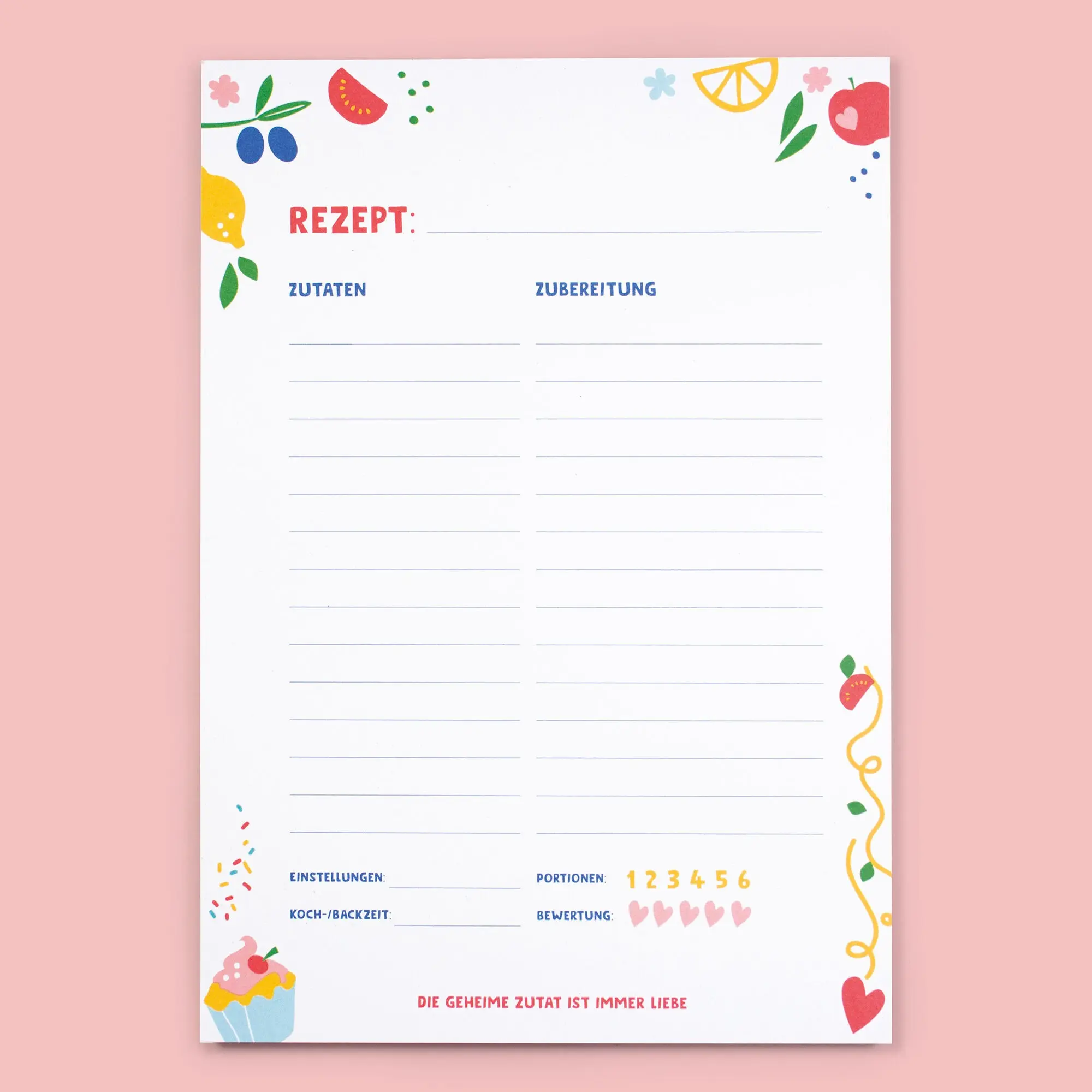 Block - Recipes - "The secret ingredient is always love" made of recycled paper