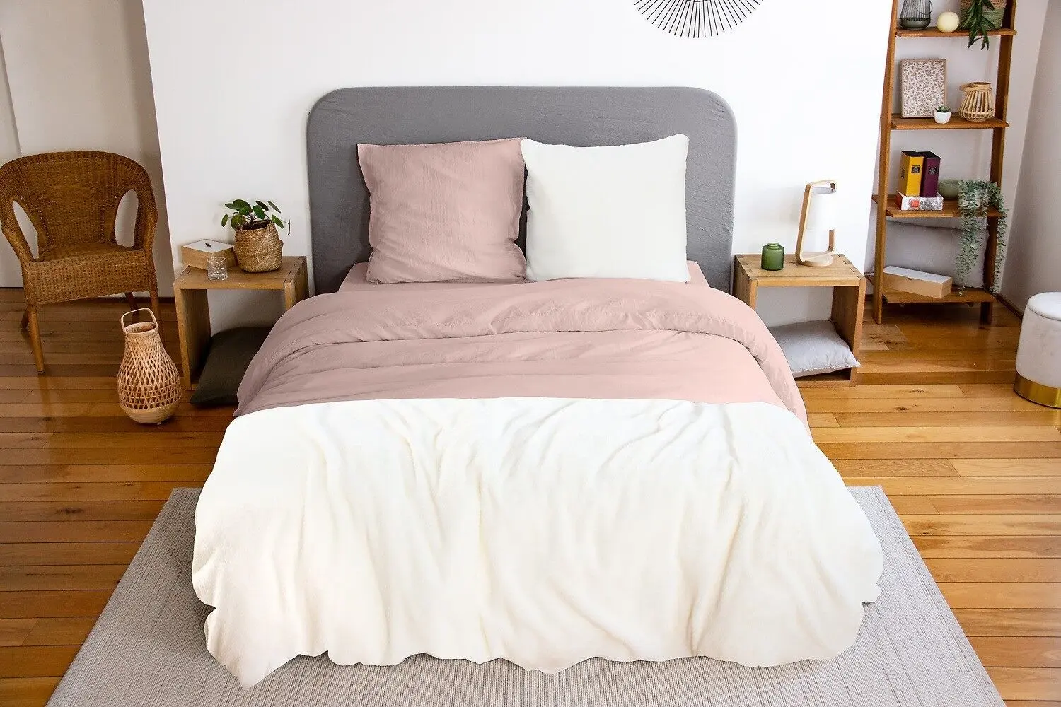 3-piece Duvet Cover Set 260x240 100% Washed Microfiber, Sherpa - Pink