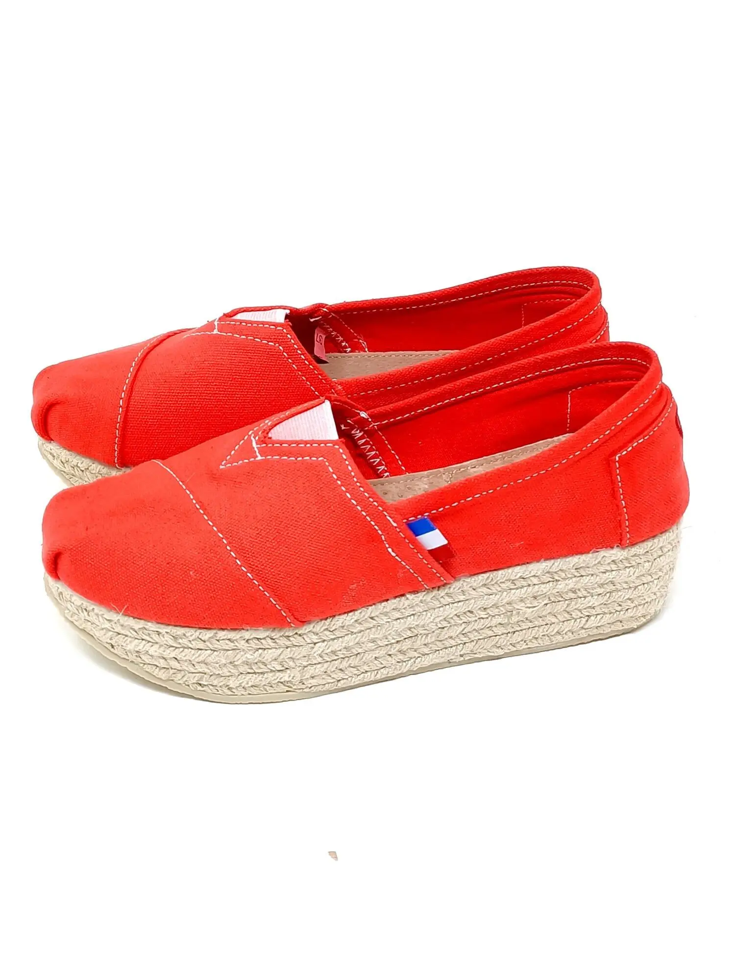 Red cotton platform espadrille