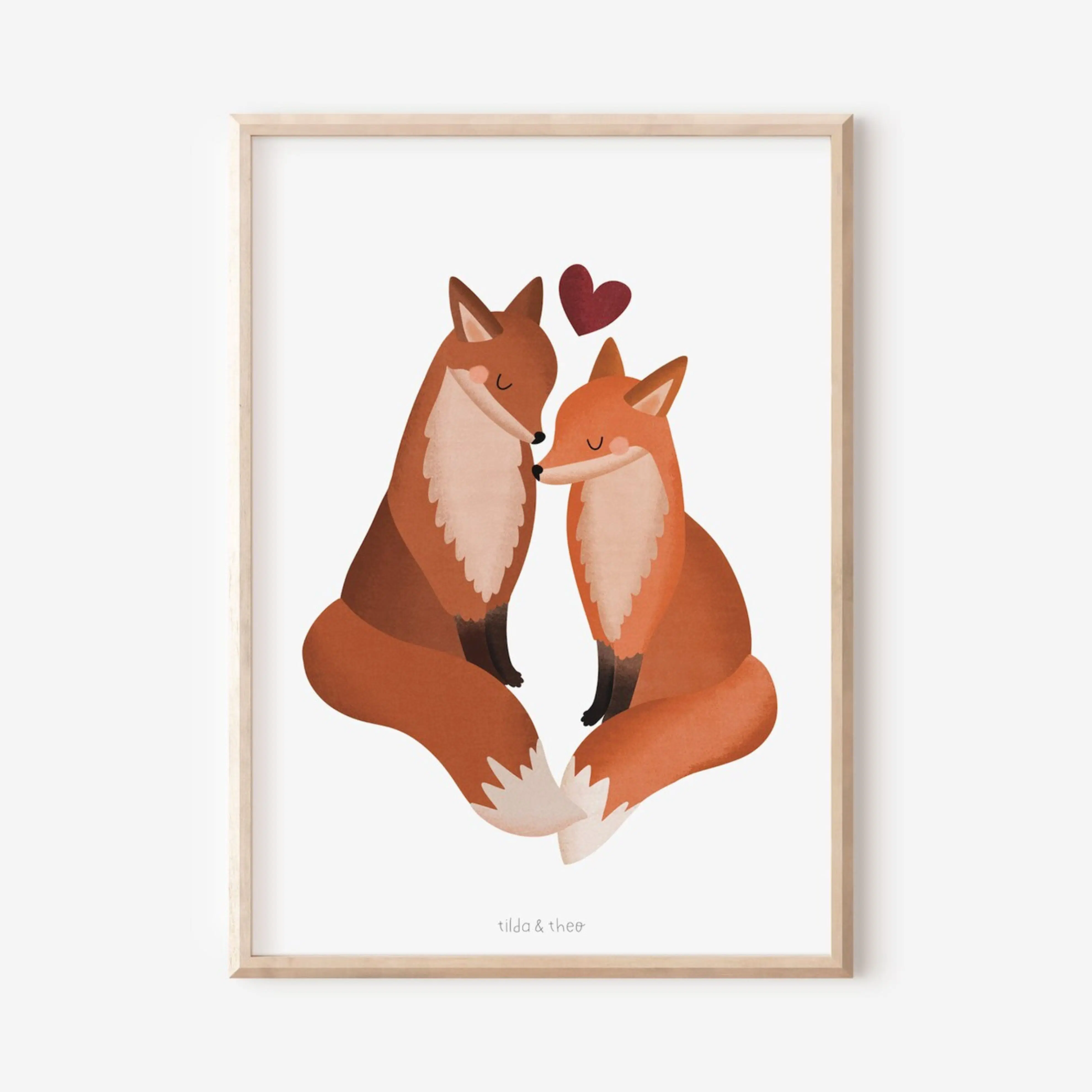 Affiche de mariage renard amour - affiche couple renards