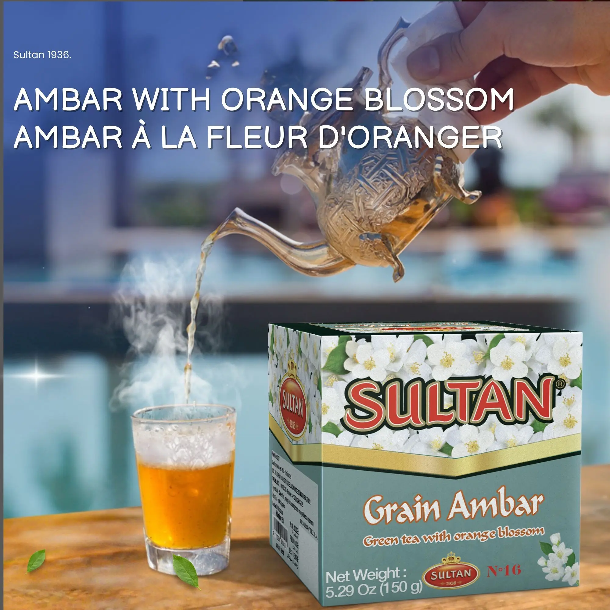 SULTAN MAROKKANISCHER GRÜNER TEE - MIT ORANGENBLÜTE 150G