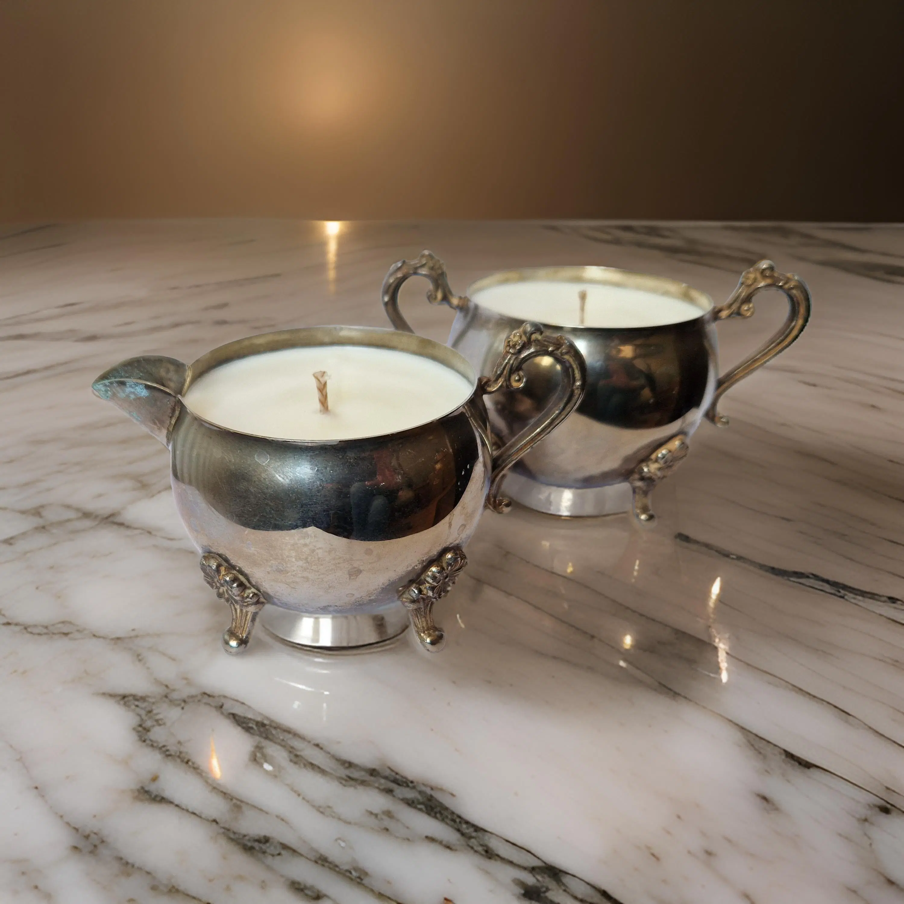 Vintage Sugar & Creamer Bowl Candles