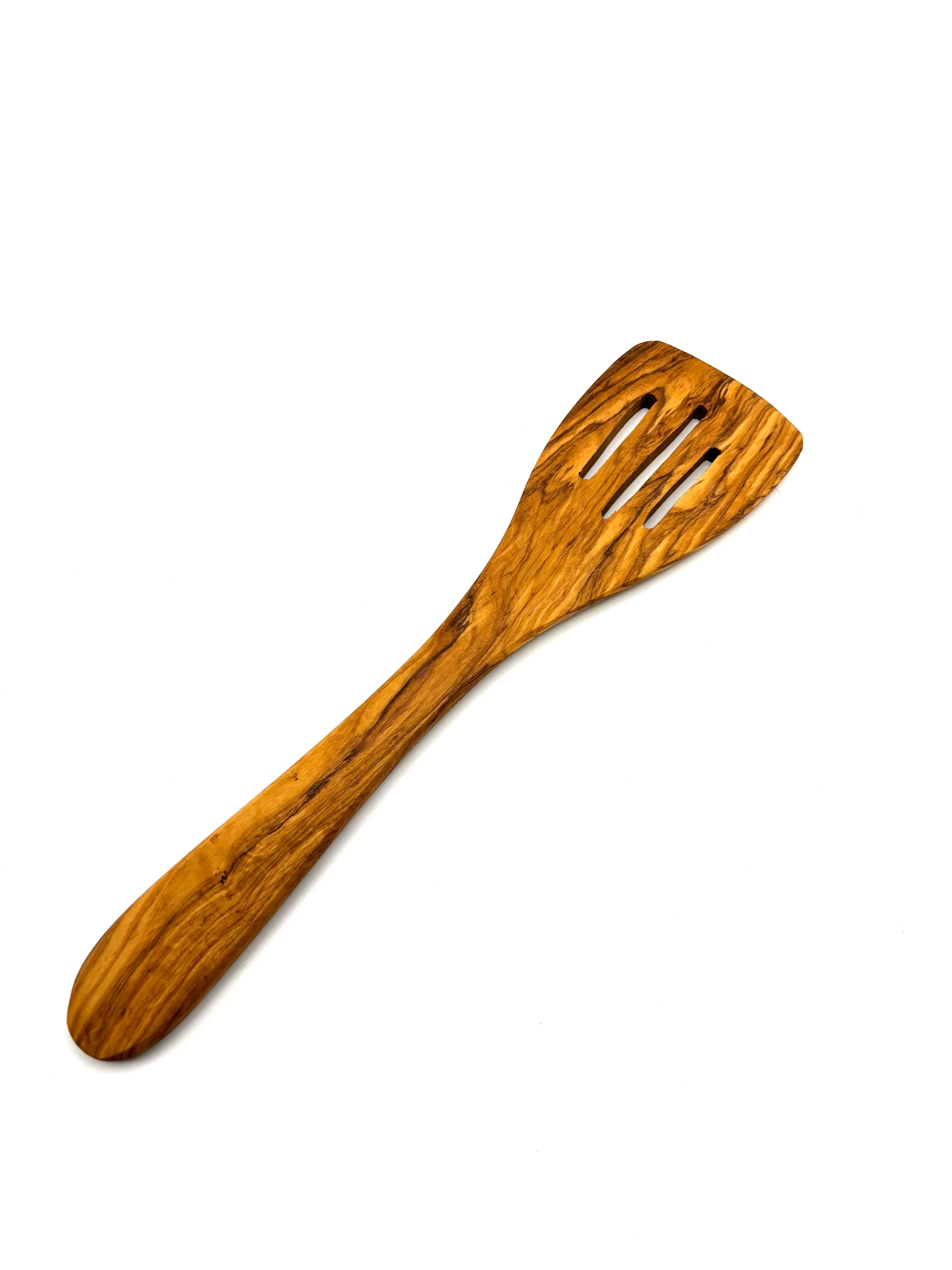 Olive wood slotted spatula, length 30 cm
