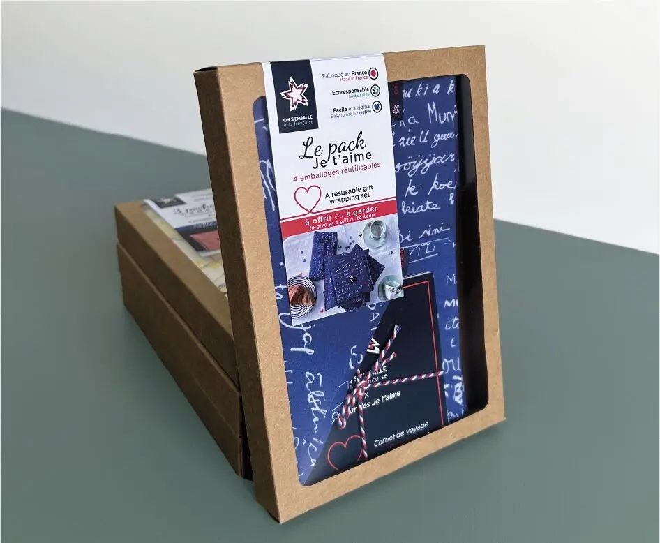 Reusable fabric gift wrap pack - I love you
