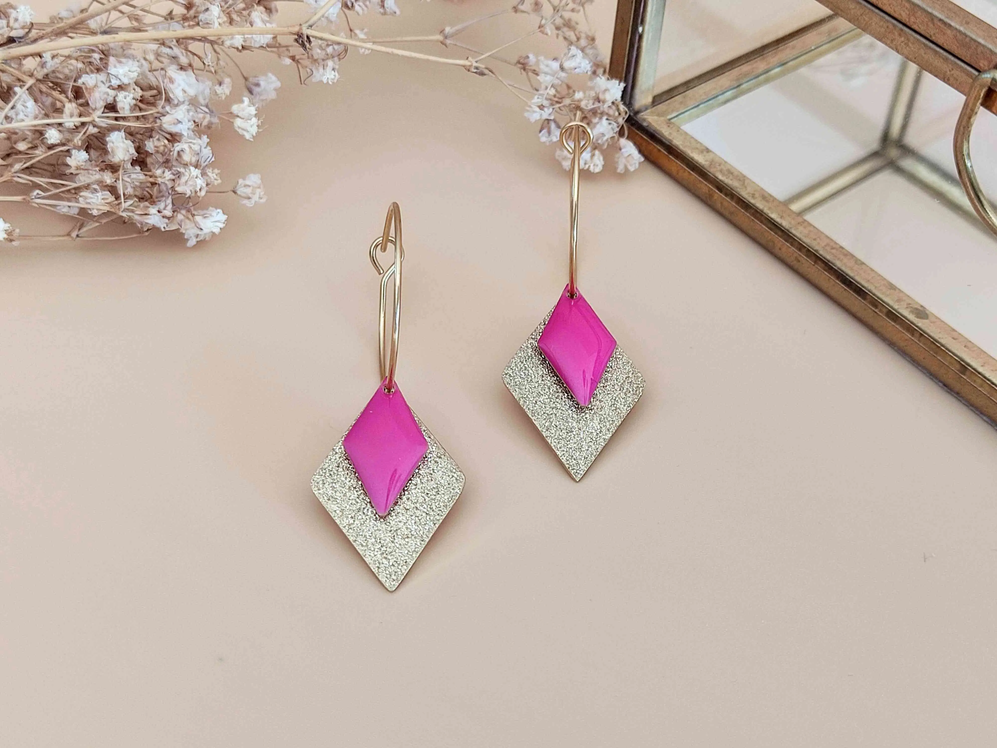La Scintillante pink diamond hoop earrings