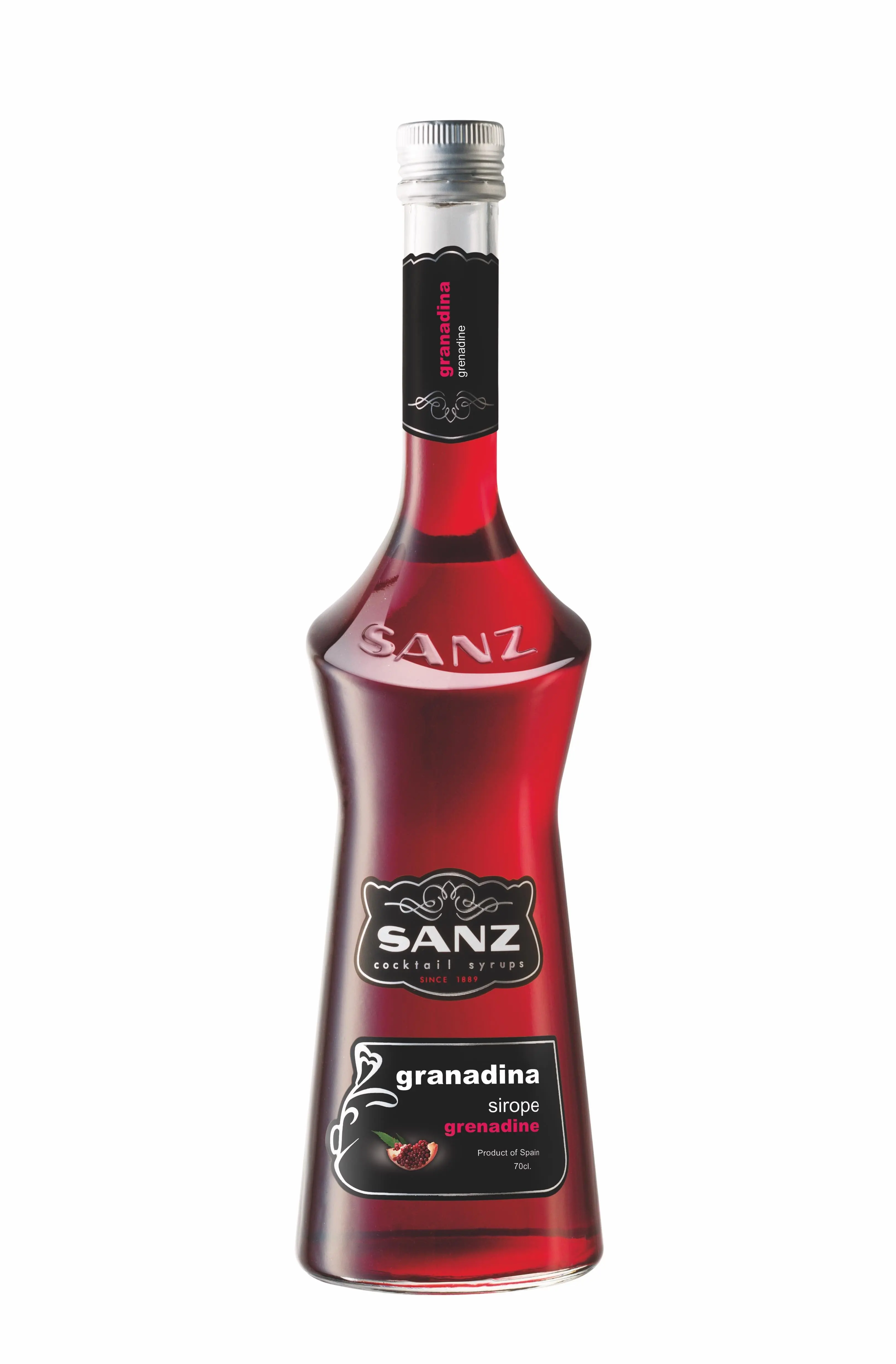 Grenadine syrup "Sanz". Made from 20% pomegranate juice.0.7l