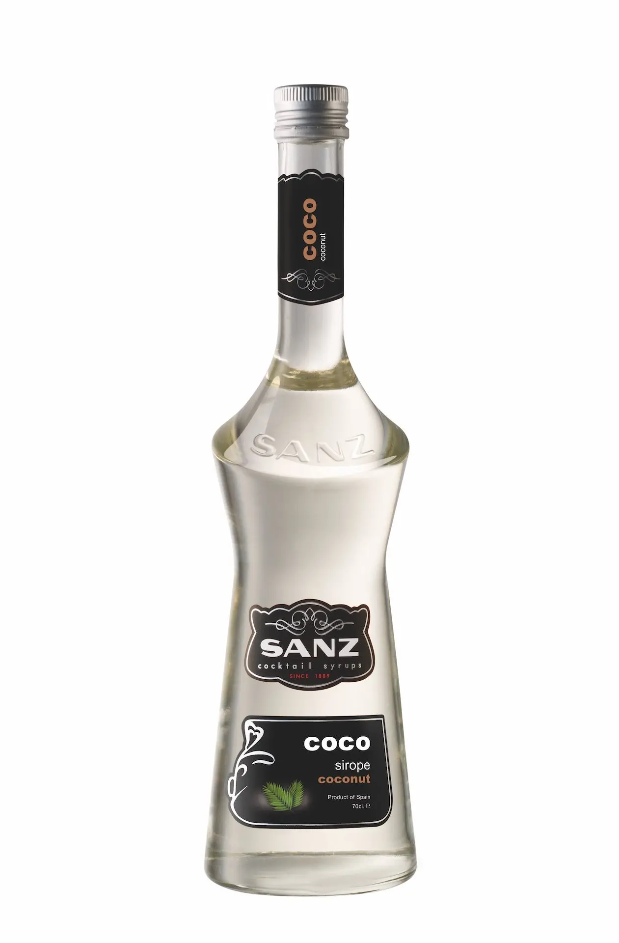 Sanz coconut syrup 0.7l with natural flavor, no colorings, for cocktails & coffee