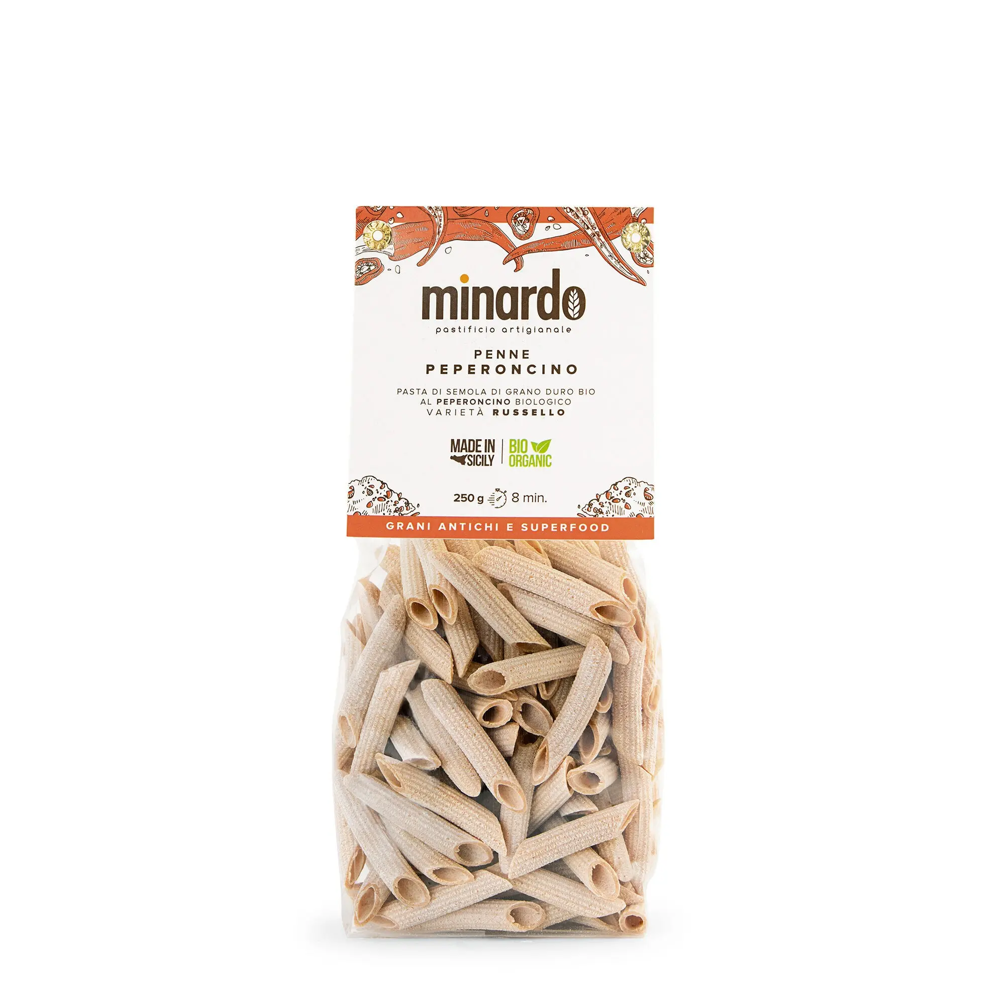 Penne with Chili Pepper - Organic Pasta and Super Food - 250 gr
