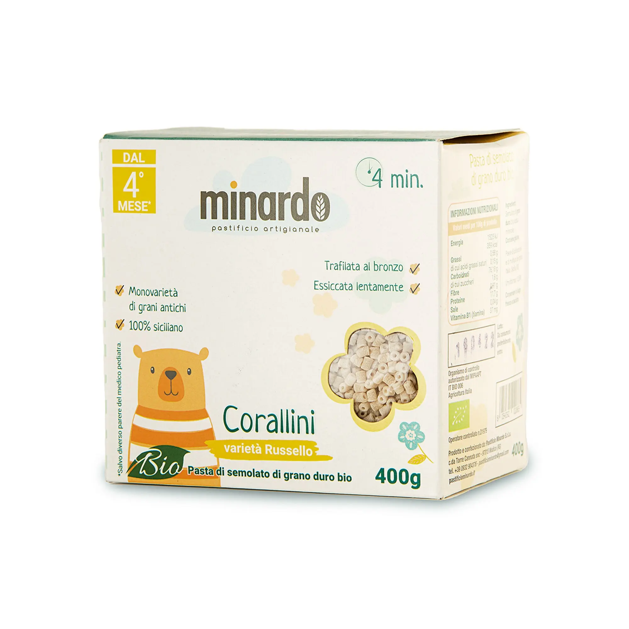 Corallini Baby Food Bio - Alimentazione del bebè - Pasta ricca di vitamine naturali B1 + E - 400 gr