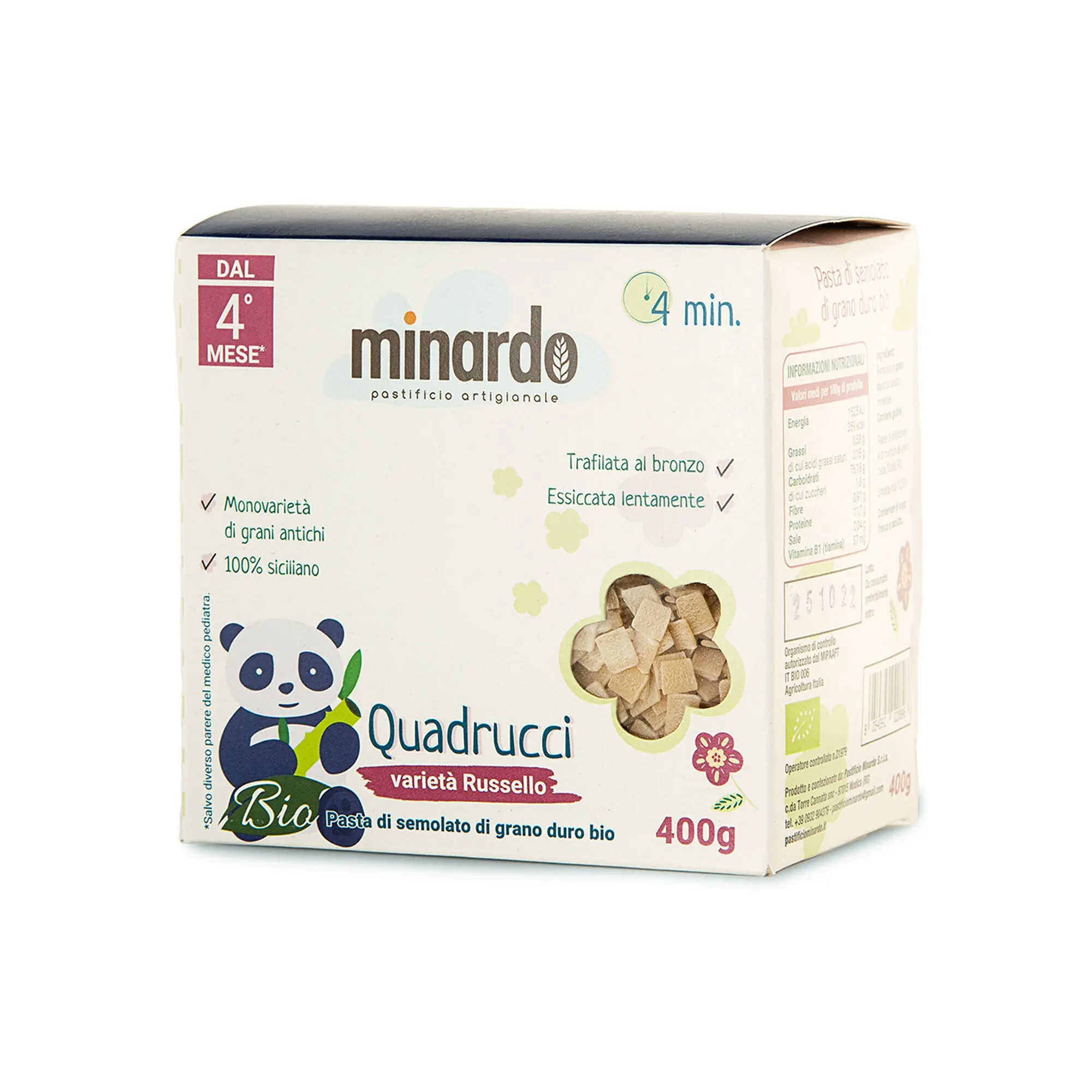 Quadrucci Baby Food Bio - Alimentazione del bebè - Pasta ricca di vitamine naturali B1 + E - 400 gr