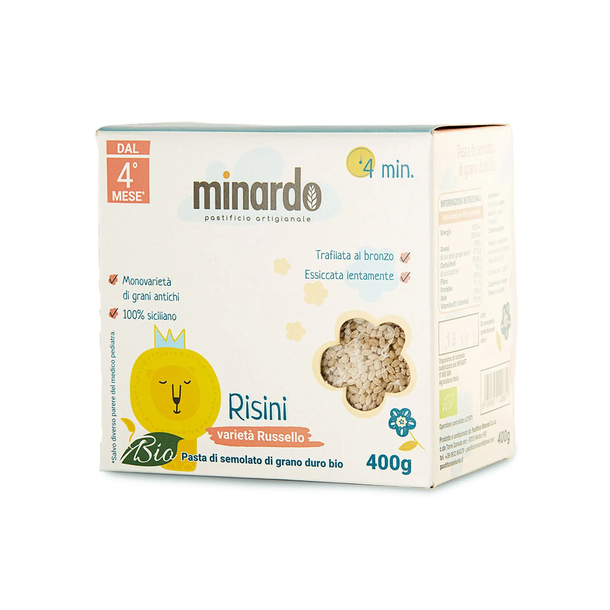 Risini Baby Food Bio - Alimentazione del bebè - Pasta ricca di vitamine naturali B1 + E - 400 gr