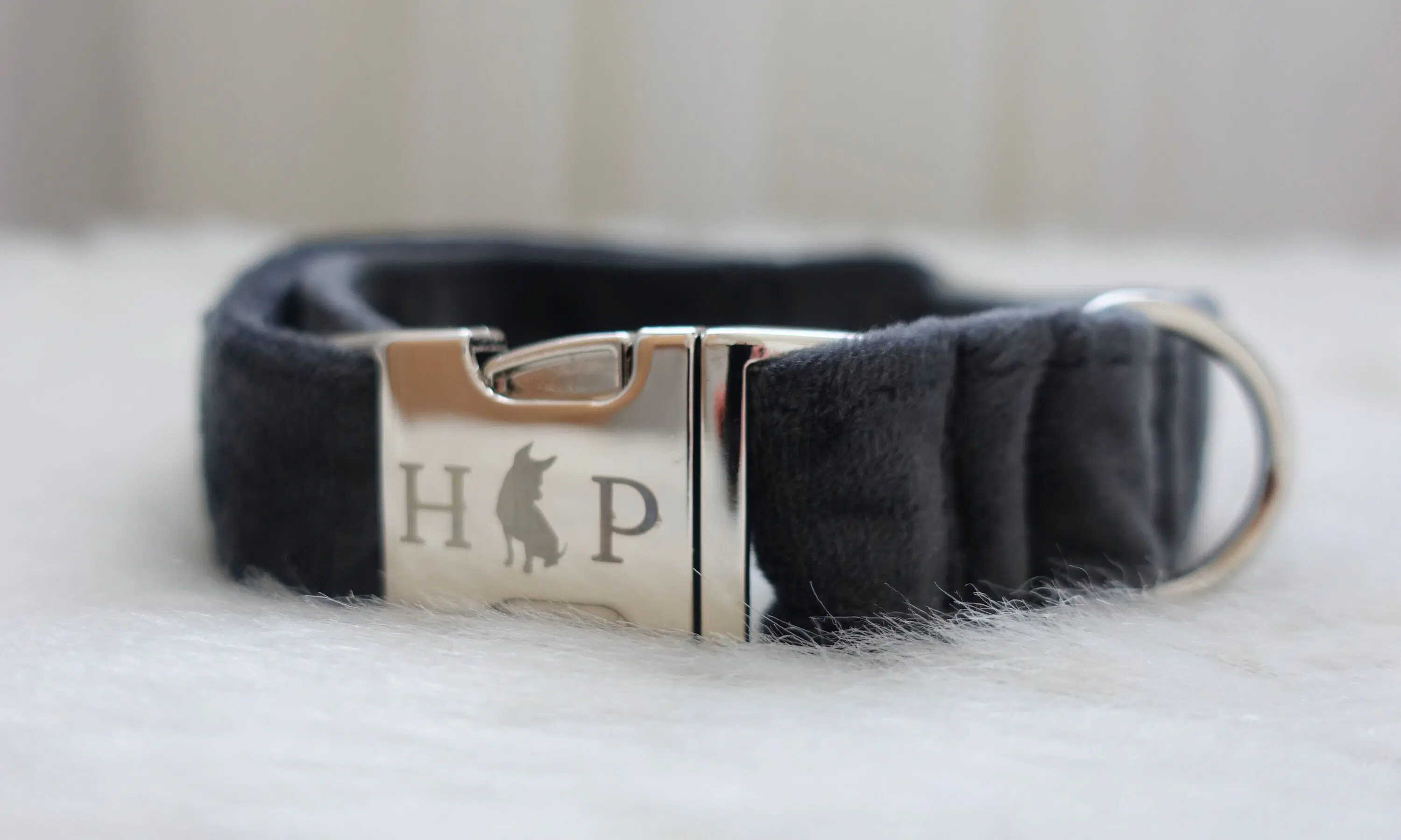 Handcrafted Luxury Velvet Dog Collar - Black
