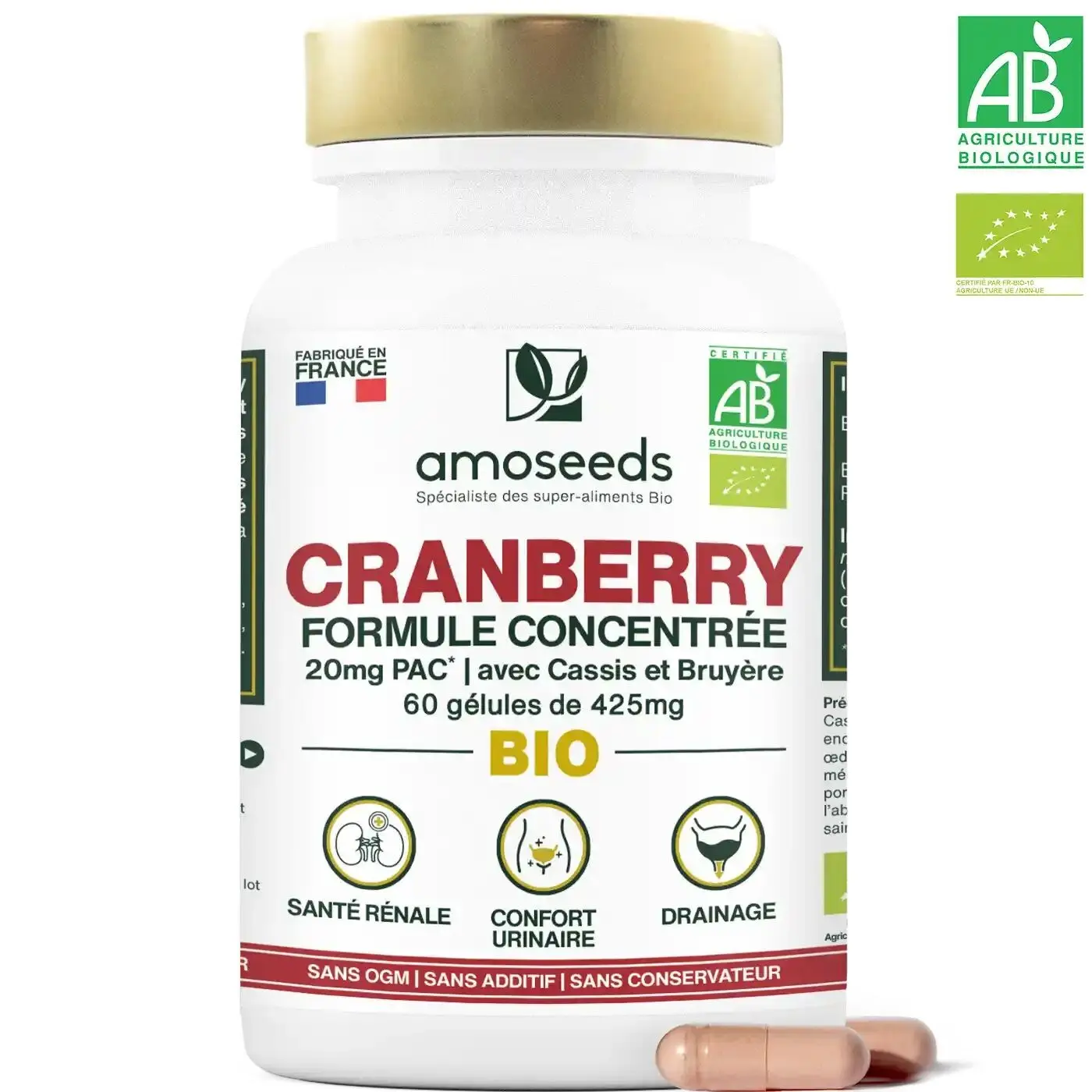 Bio-Cranberry, 5 % PAC, Formel mit Bio-Schwarzer Johannisbeere und Heidekraut | 60 Kapseln