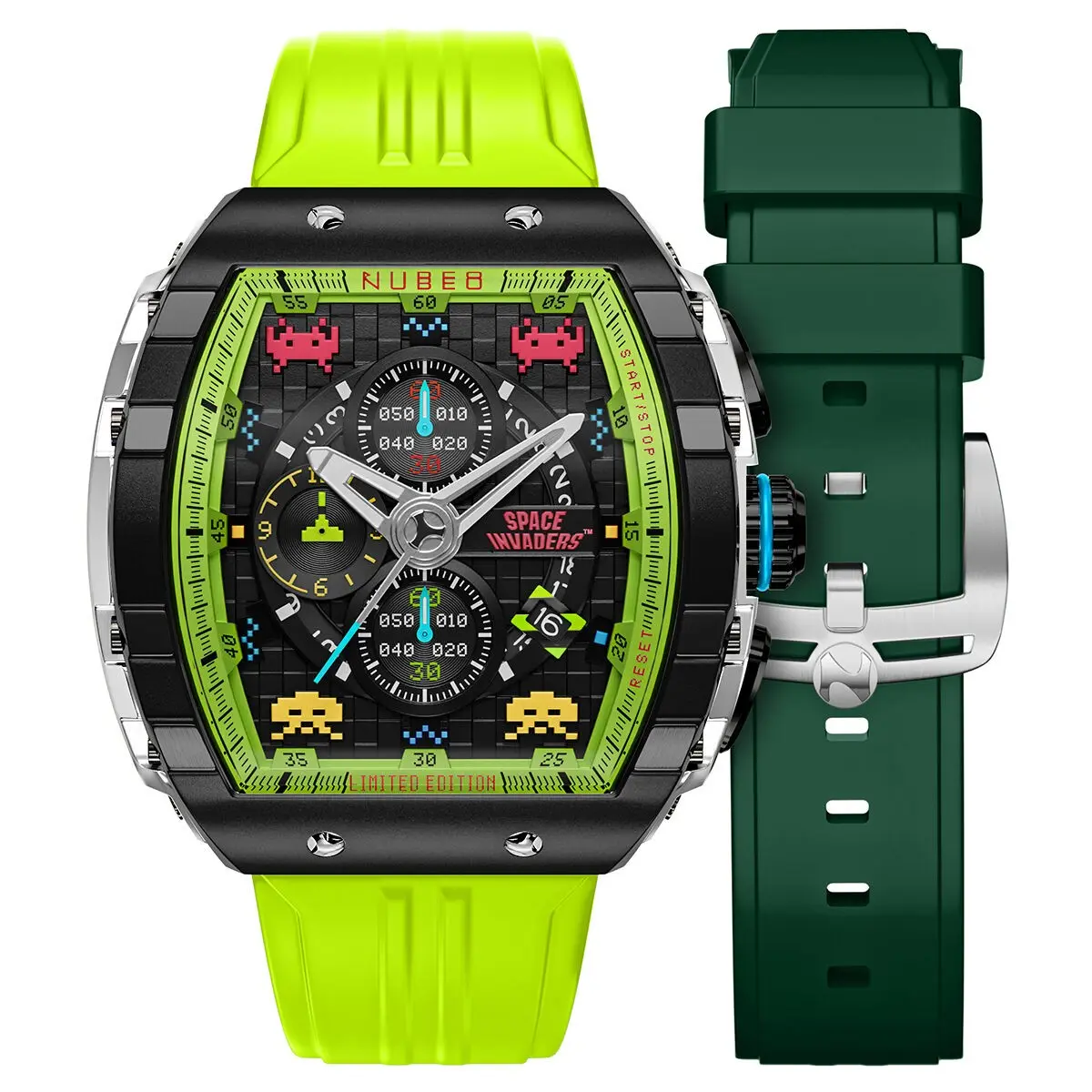 NUBEO – MAGELLAN CHRONOGRAPH SPACE INVADERS LIMITED EDITION – NB-6024-SI – Herrenuhr – Japanisches Quarz-Chronographenwerk