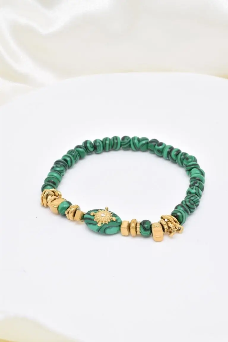 Natural stone bracelet in stainless steel - BR110309OR-VR