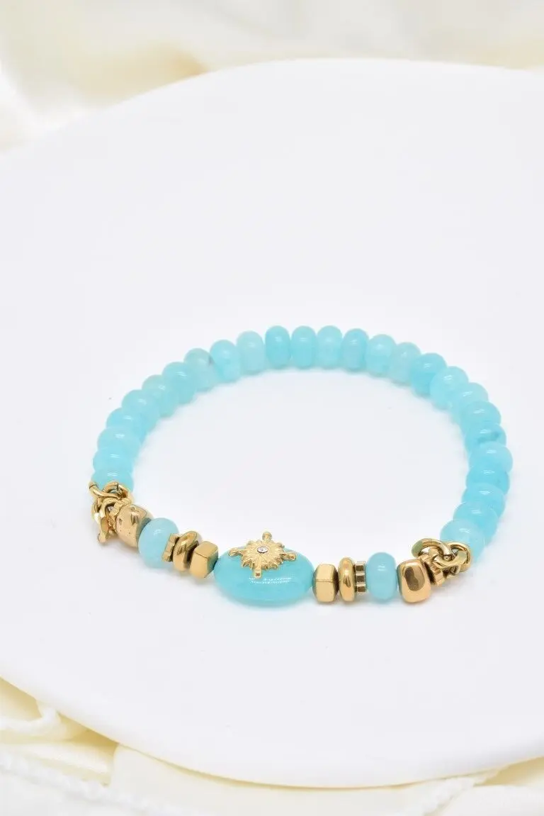 Natural stone bracelet in stainless steel - BR110309OR-BL