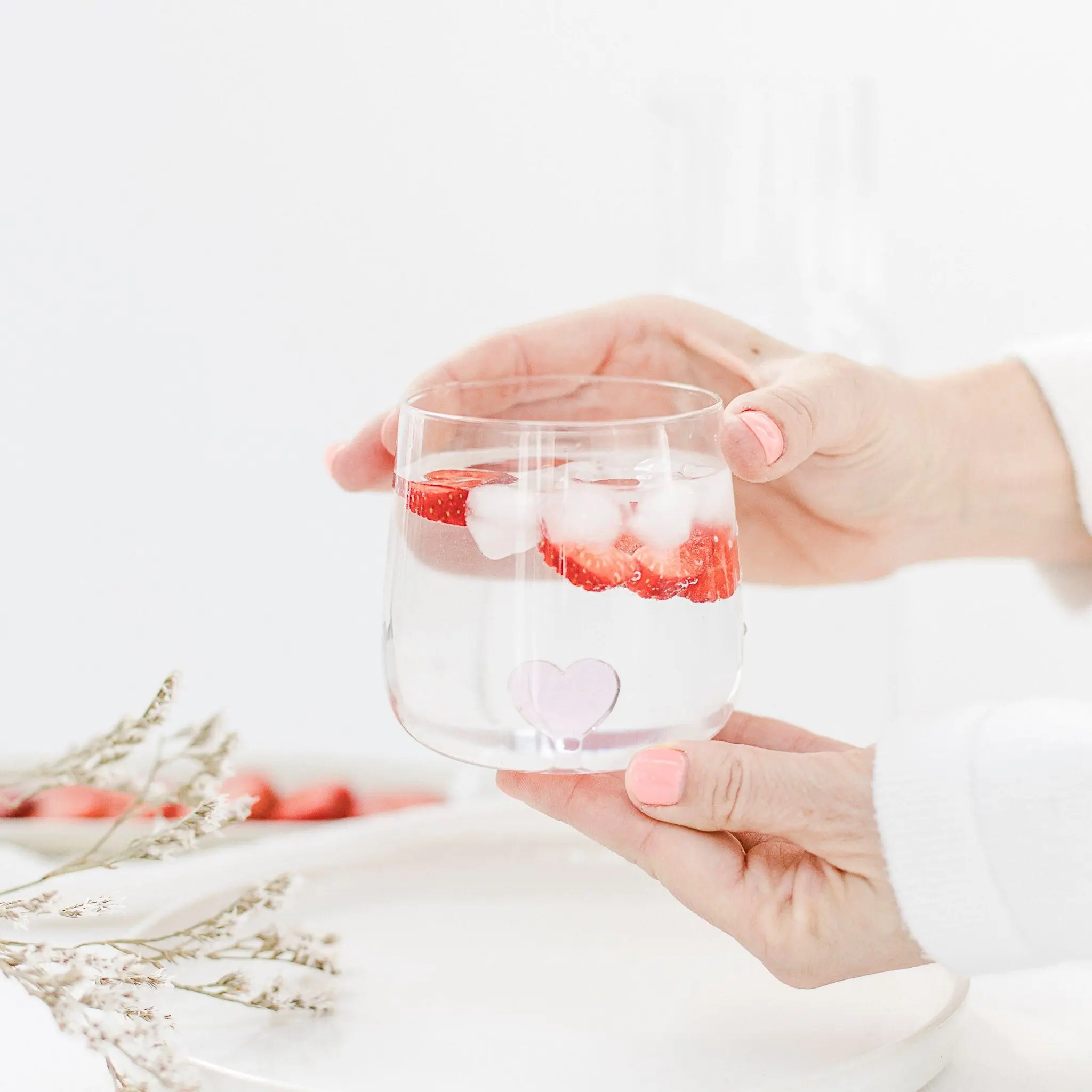 Wasserglas "Herz" rosa 400 ml 2er Set