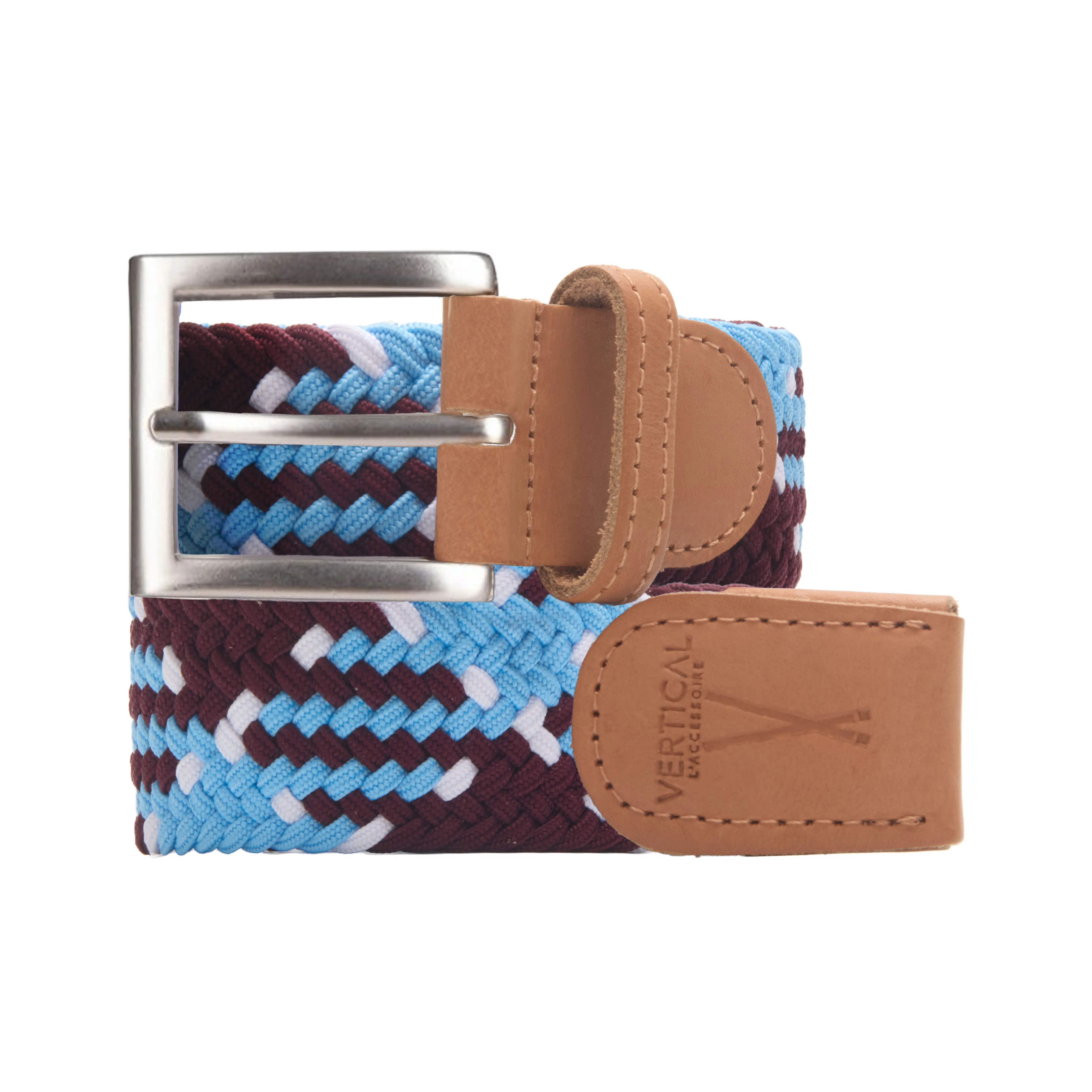 Black white blue braided belt