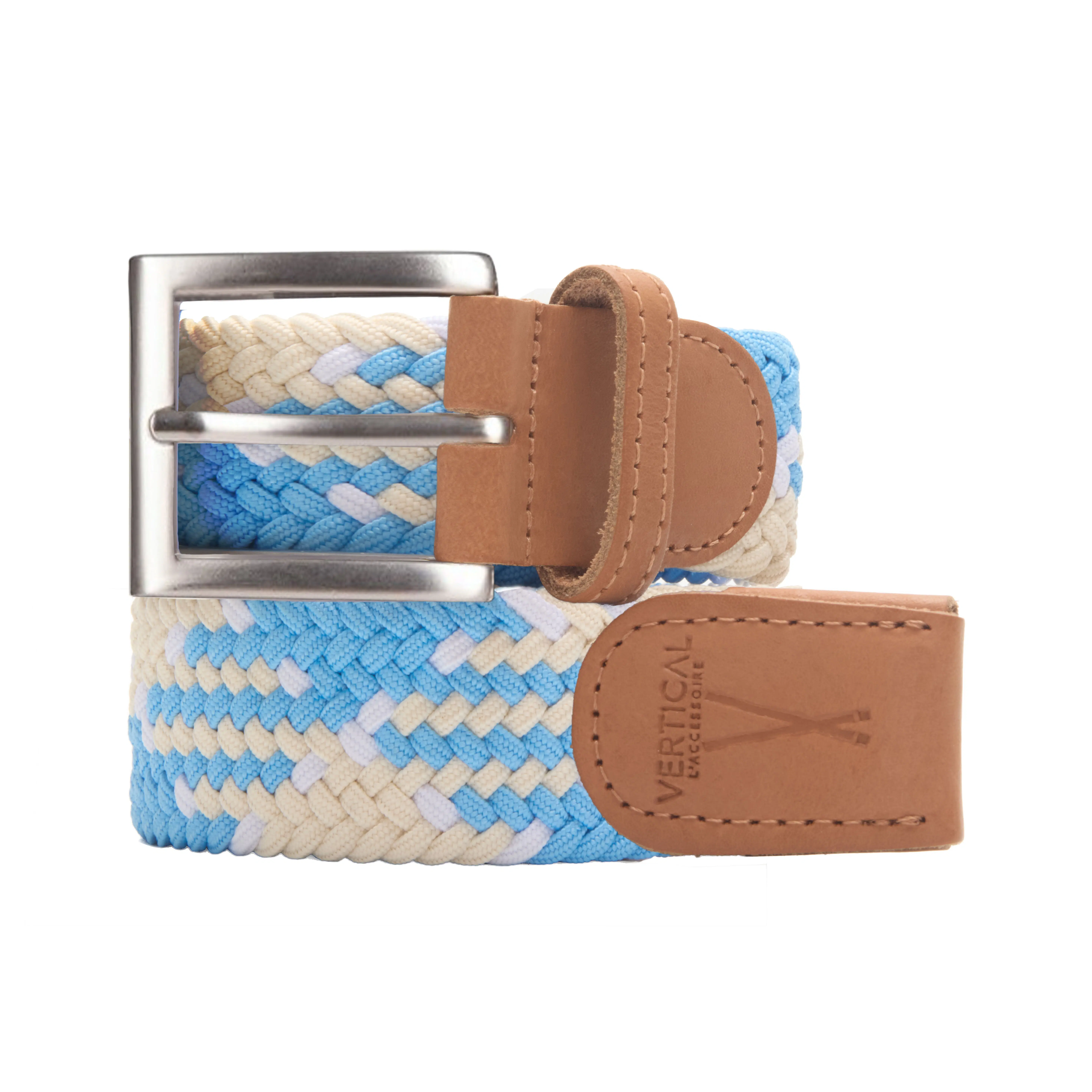 Braided belt Blue white beige