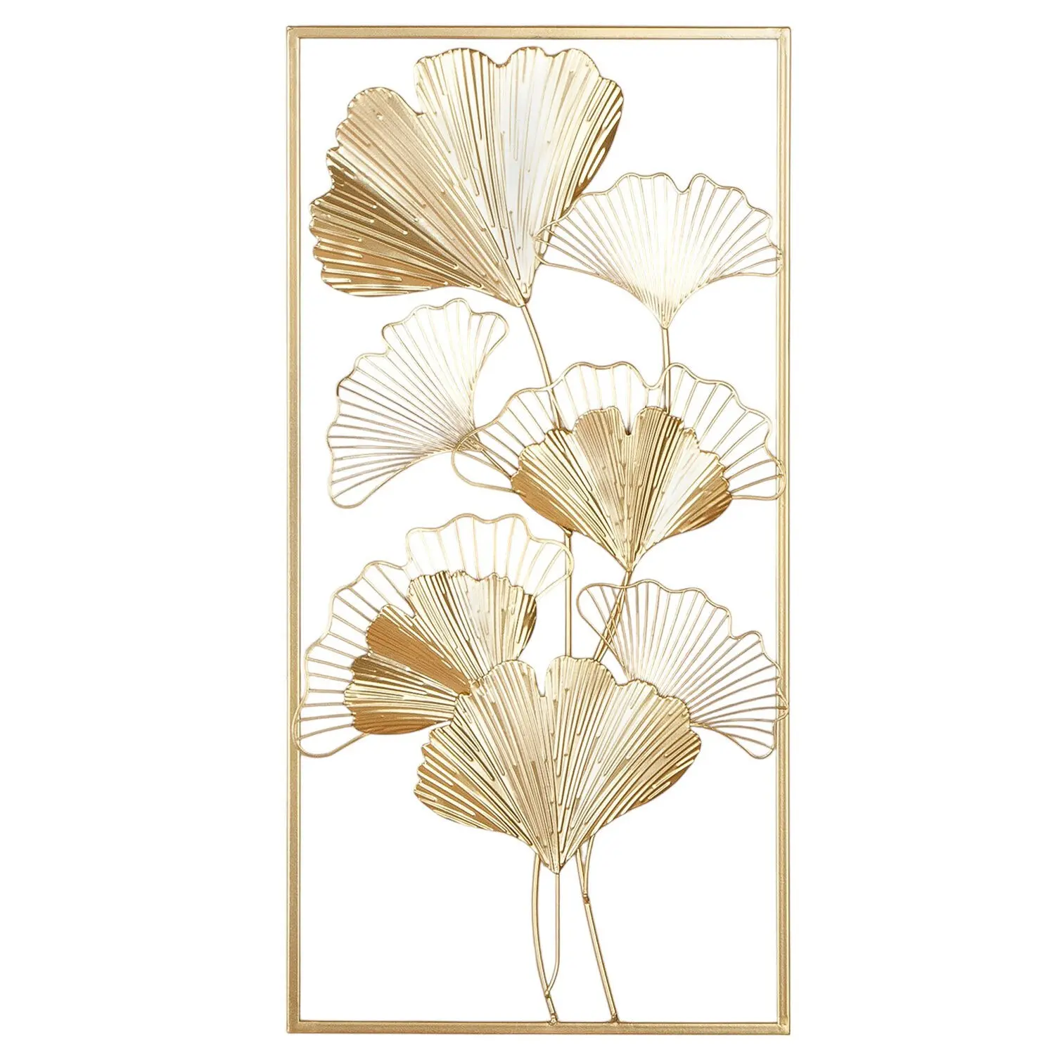 Wandrelief rechteckig Golden Ginkgo goldfarben H. 60 cm