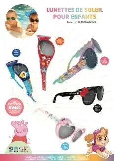 Display of 30 pairs of children's sunglasses with licenses