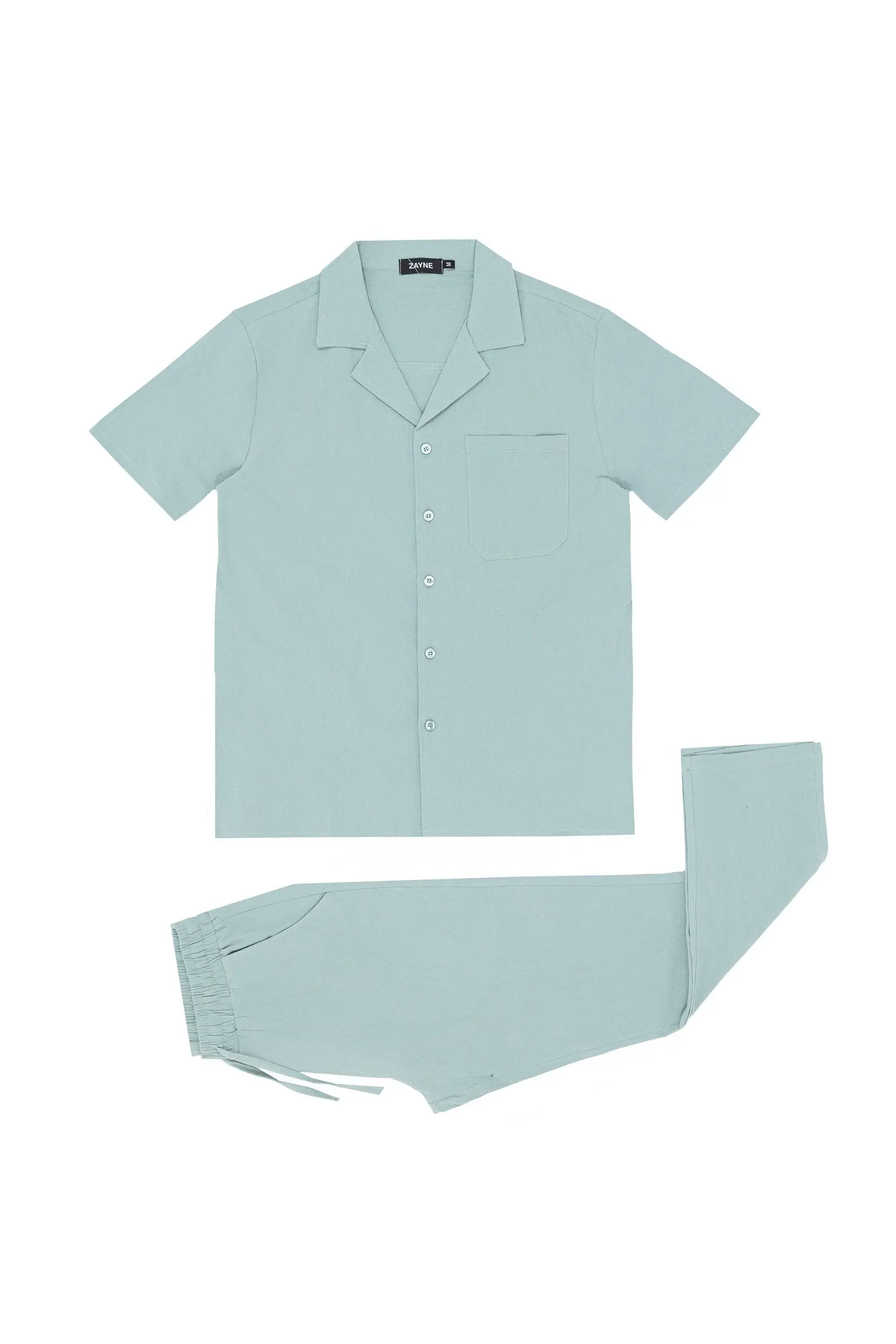 Completo camicia e pantaloni in cotone semplice - verde