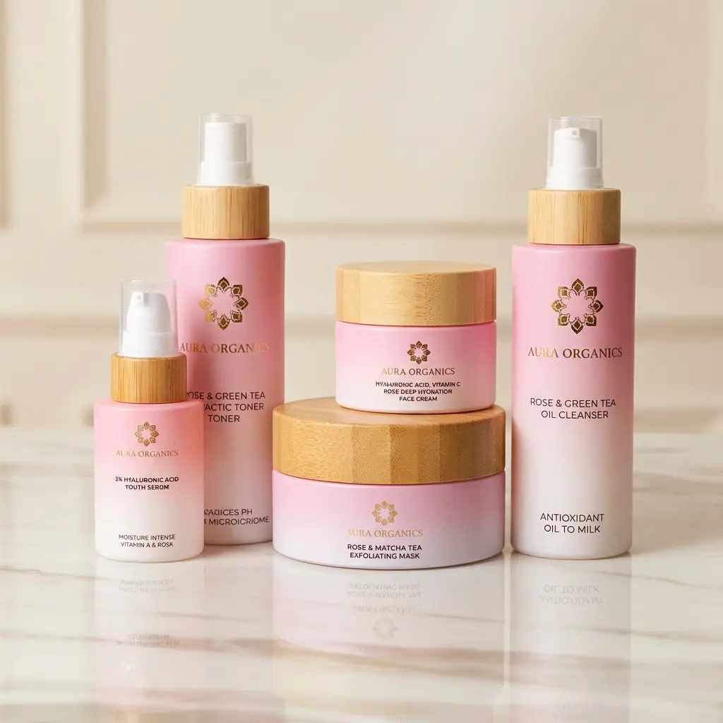 Organic rose & Green tea skin care range bundle
