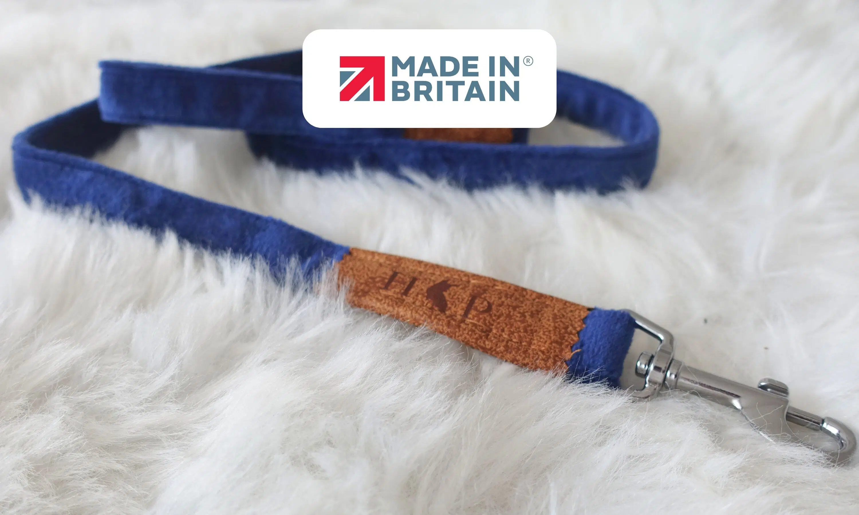 Handcrafted Luxury Velvet Dog Lead - Blue