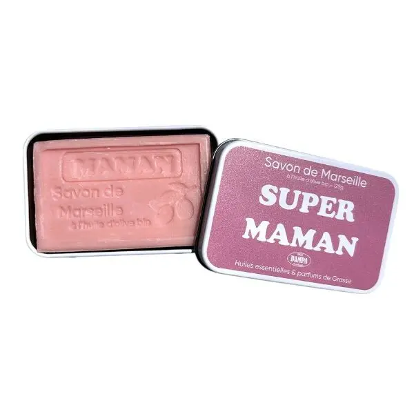 Marseille soap with organic olive oil - "Maman" - With its metal box - 125gr