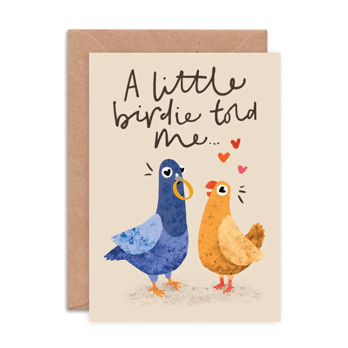 Carte de vœux « Un petit oiseau m'a dit » - Carte de fiançailles A6